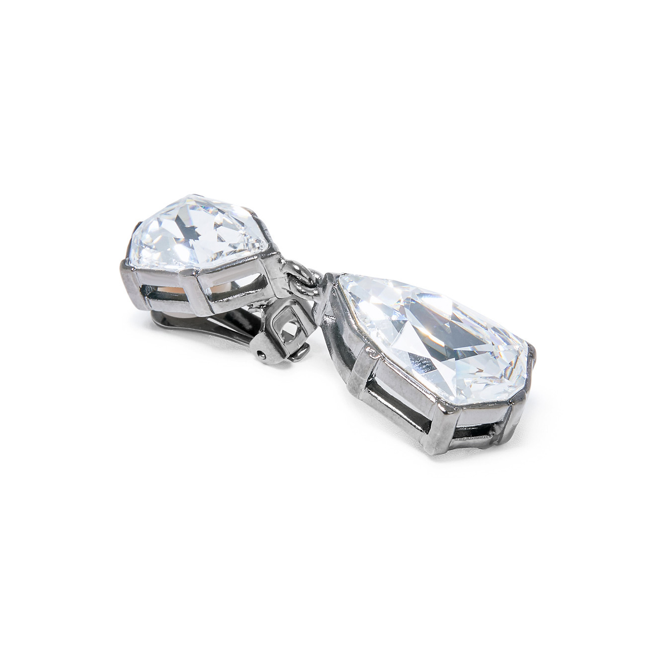 Серебристые клипсы с крупными кристаллами