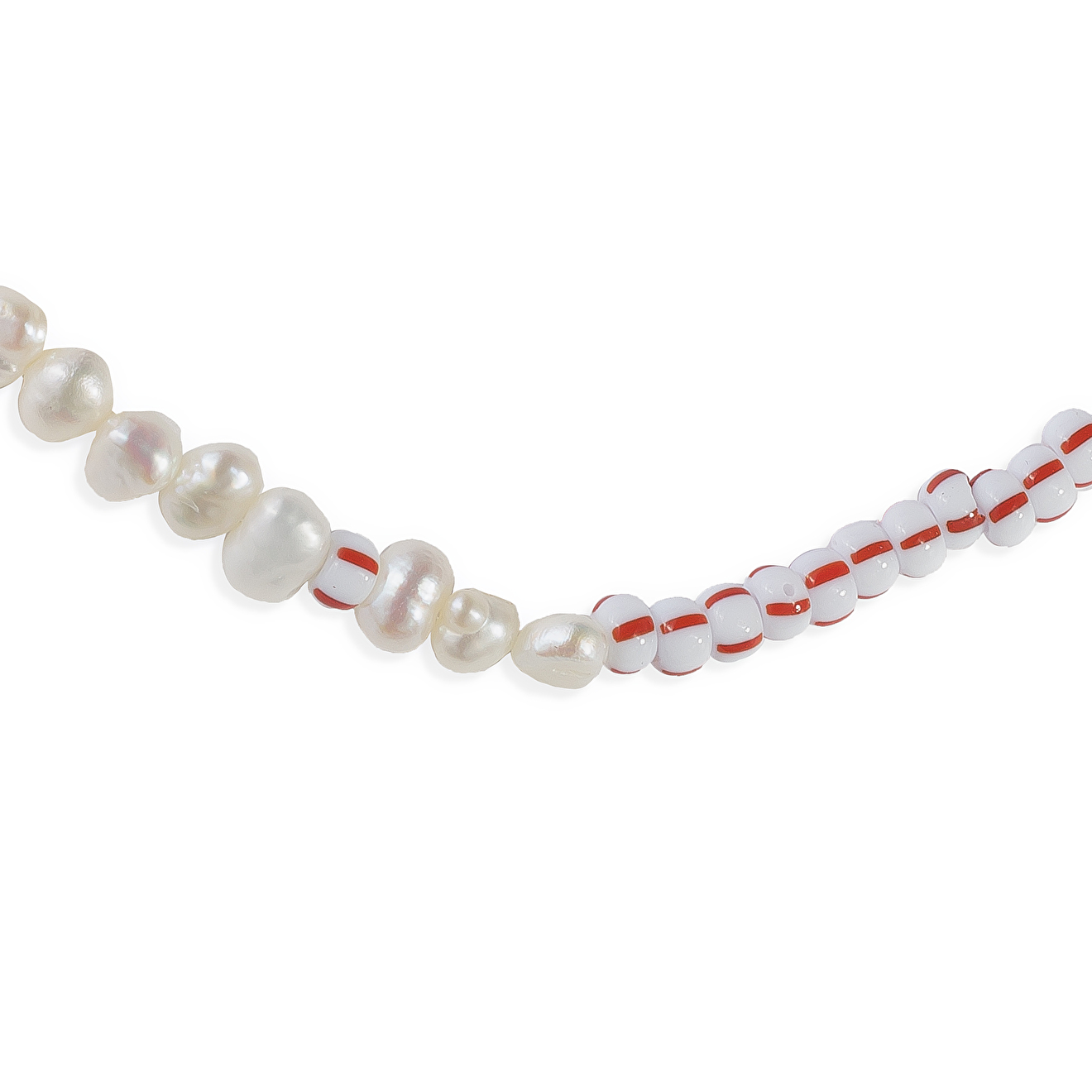 Necklace made of pearls and striped beads