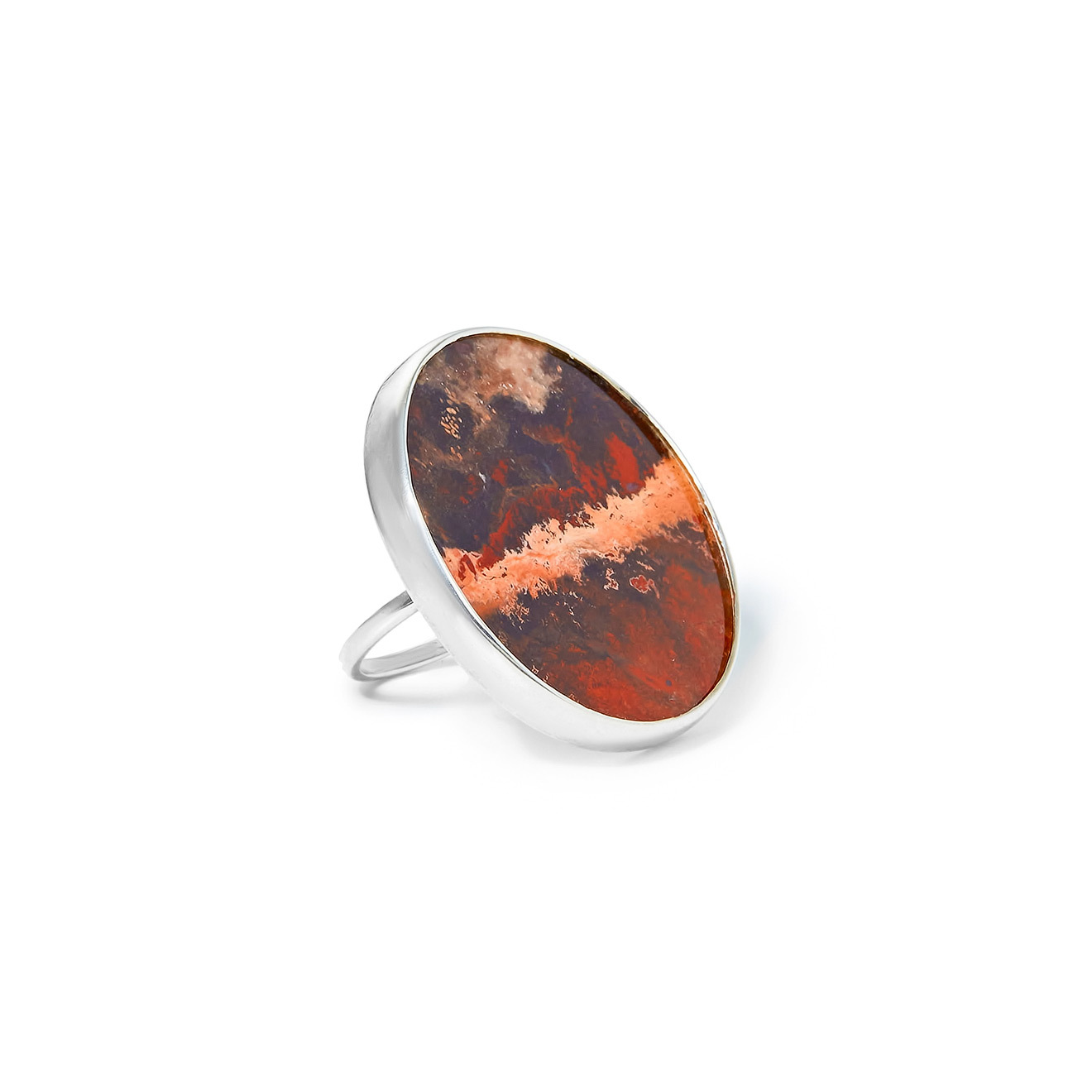 Серебряное кольцо LARGE с охровой яшмой, из коллекции Planets