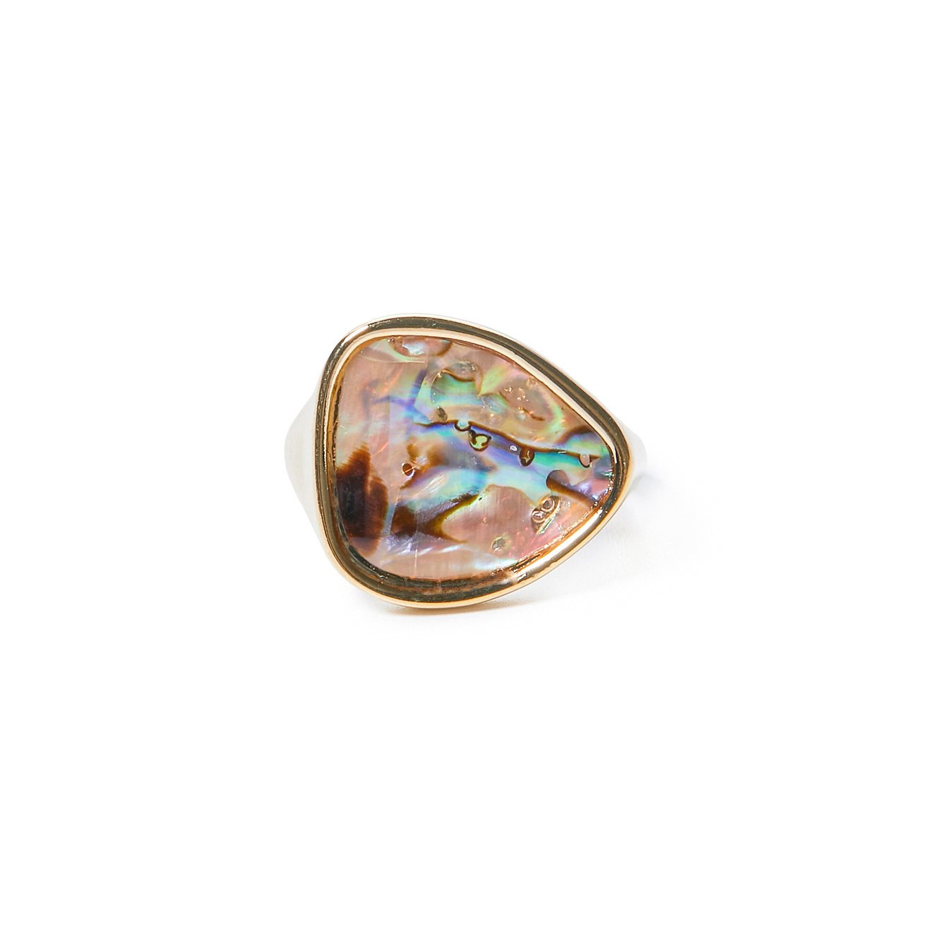triangular ring with mother-of-pearl insert