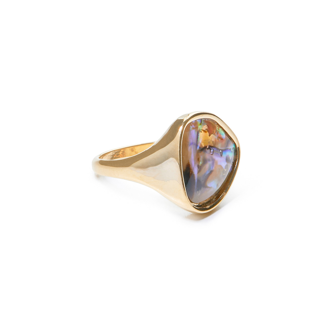 triangular ring with mother-of-pearl insert
