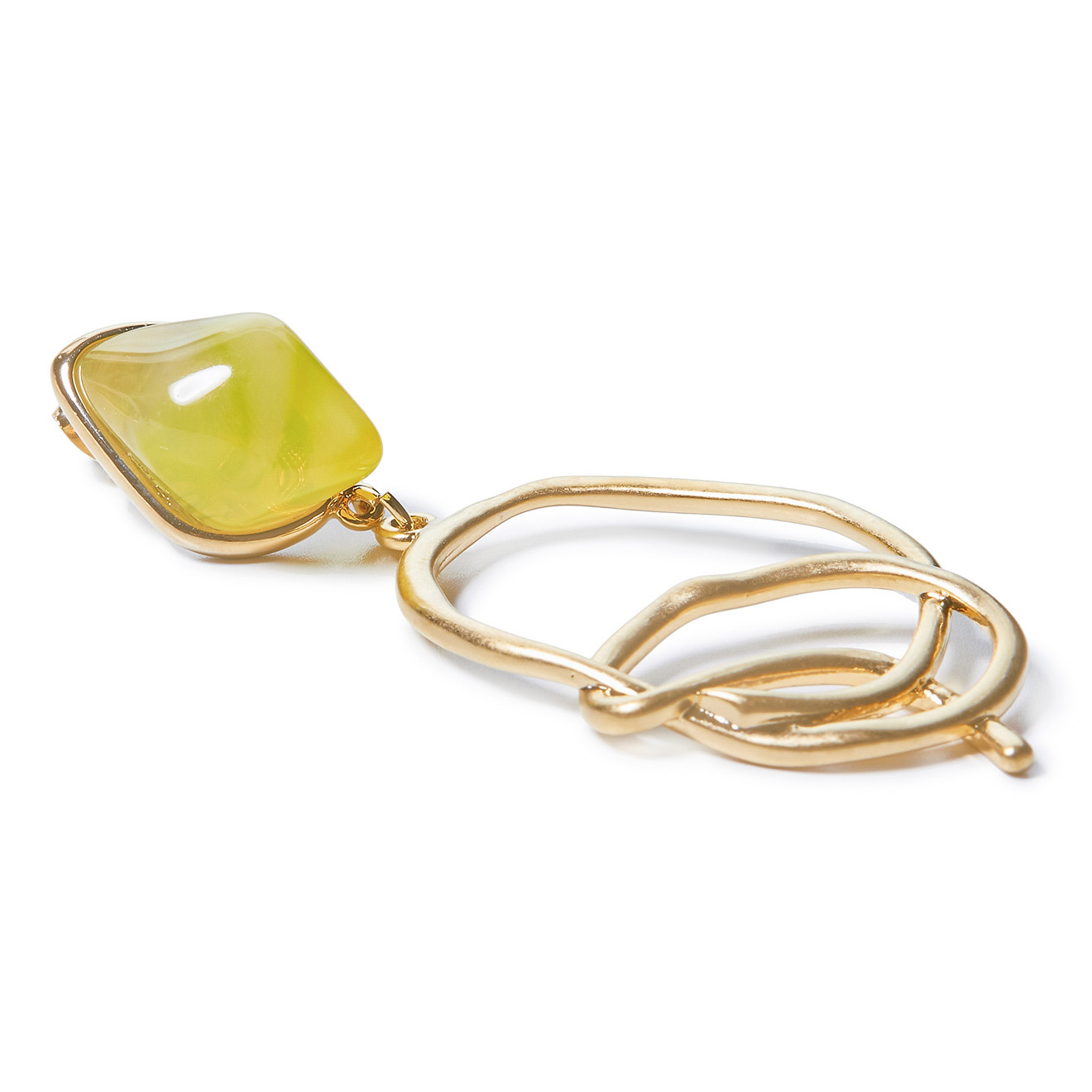 earrings with twisted pendants and yellow stones