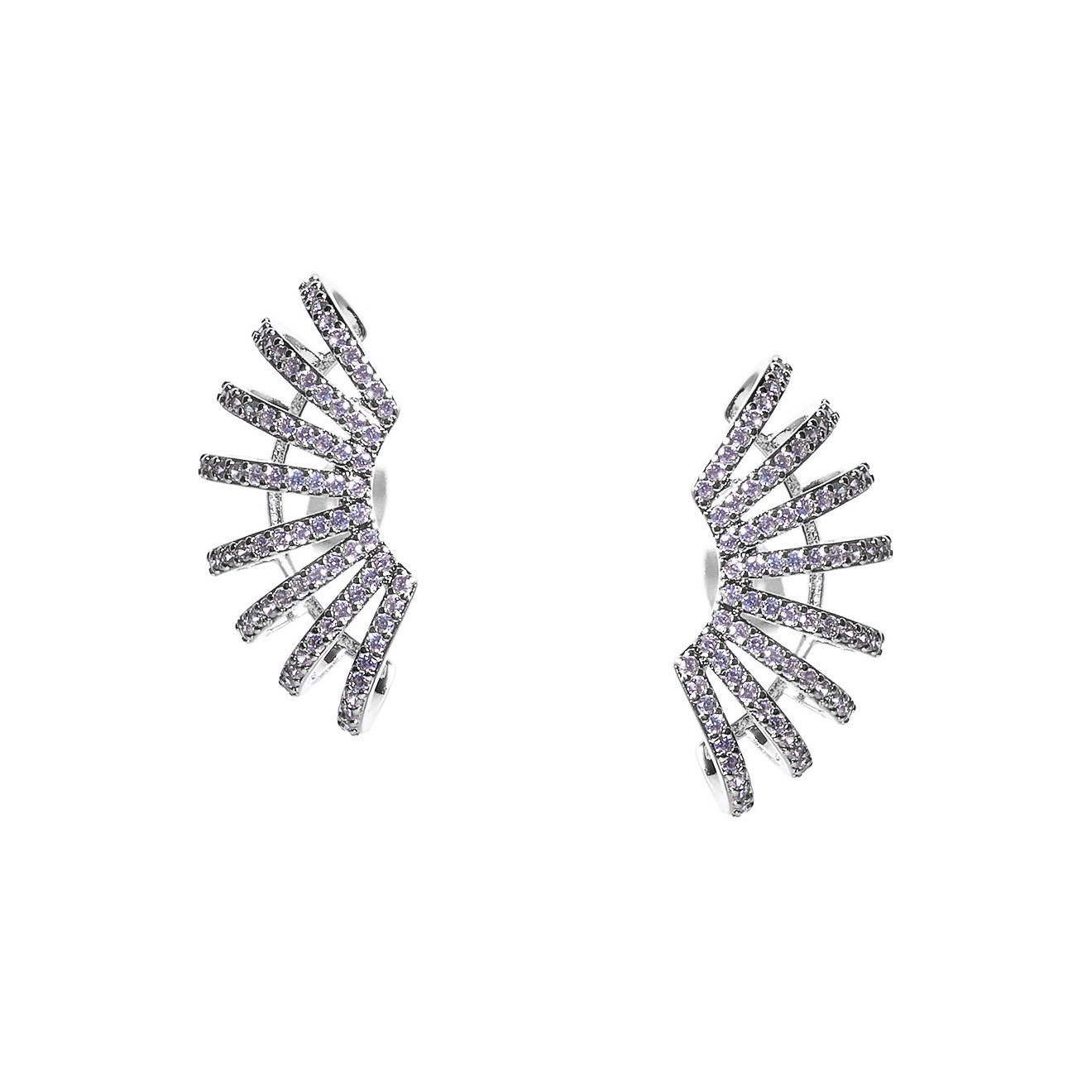 fan earrings with crystals