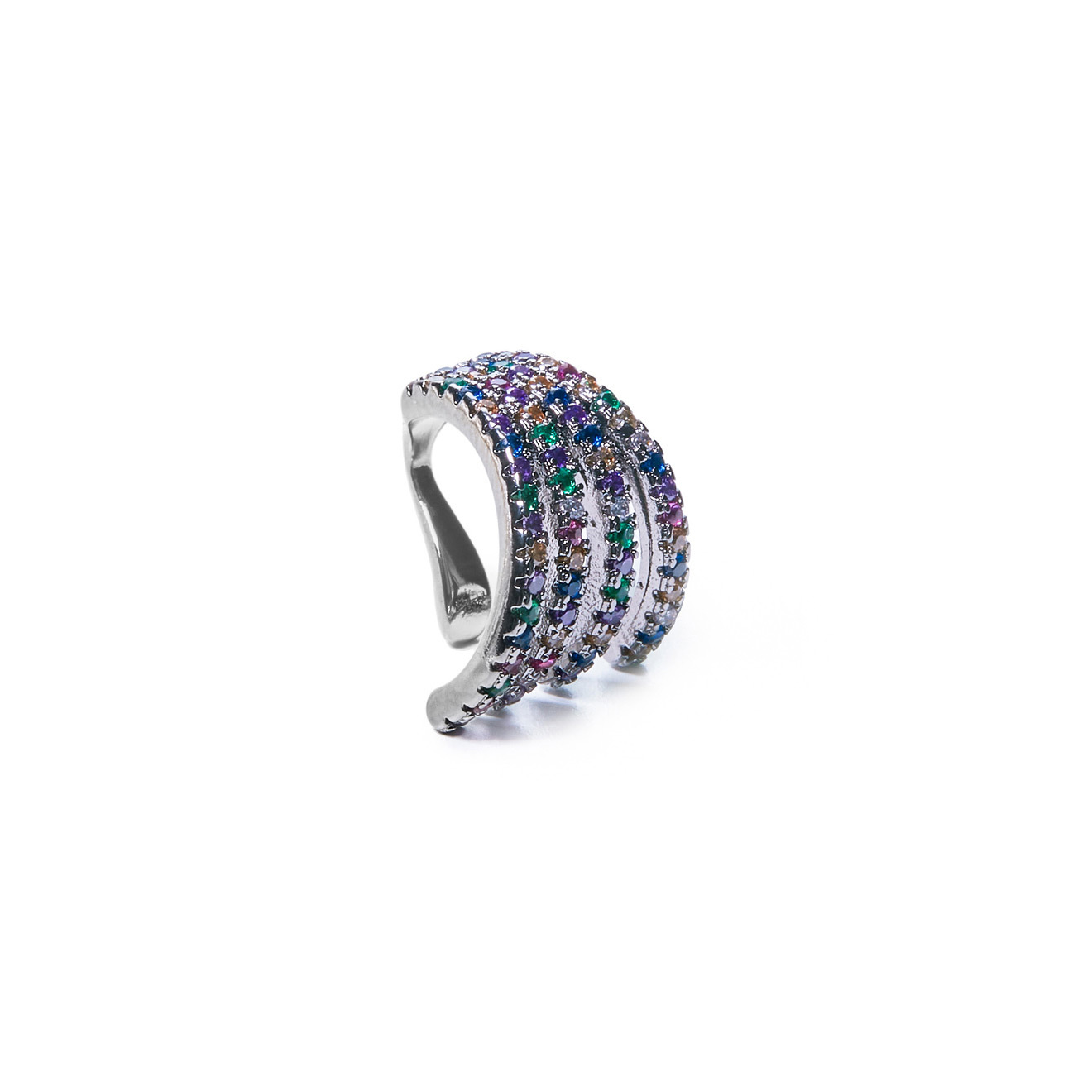 Blackened cuffs with colored crystals