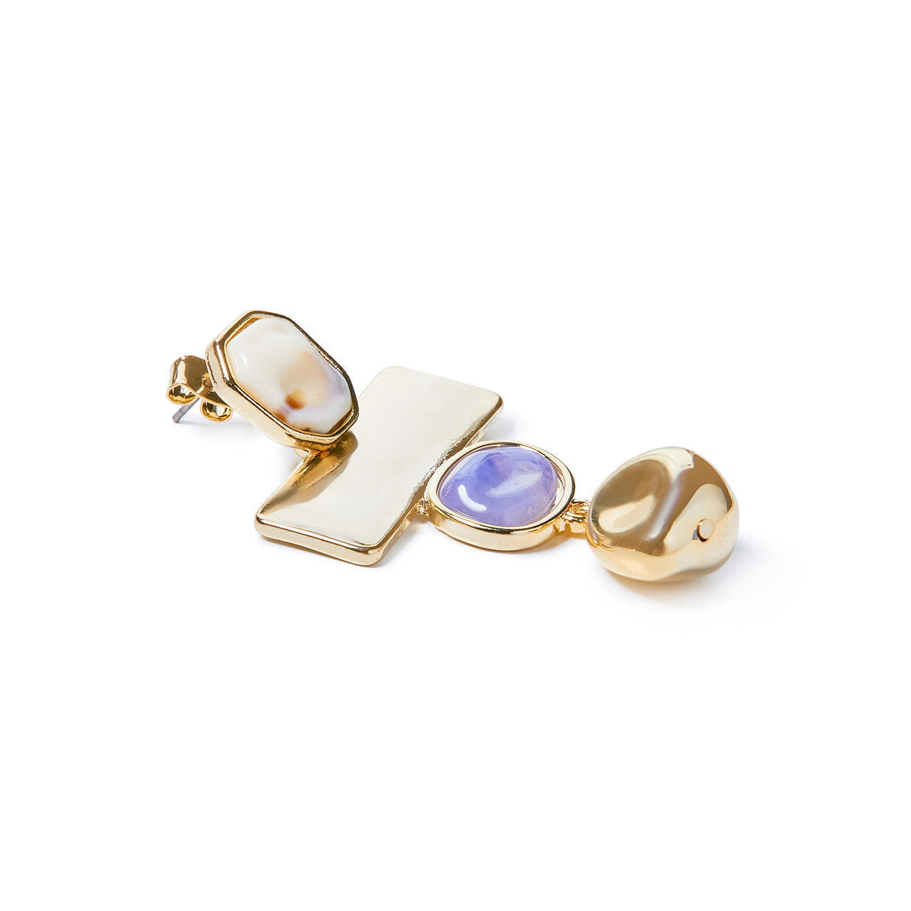 earrings with rectangular pendants and lilac inserts