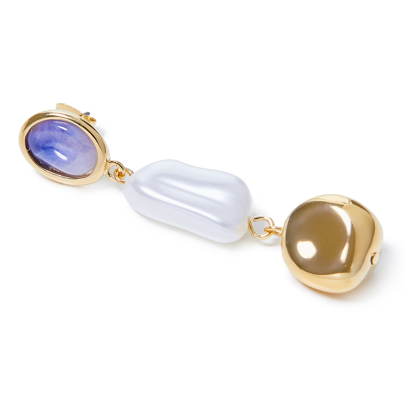 earrings with pearls and purple inserts