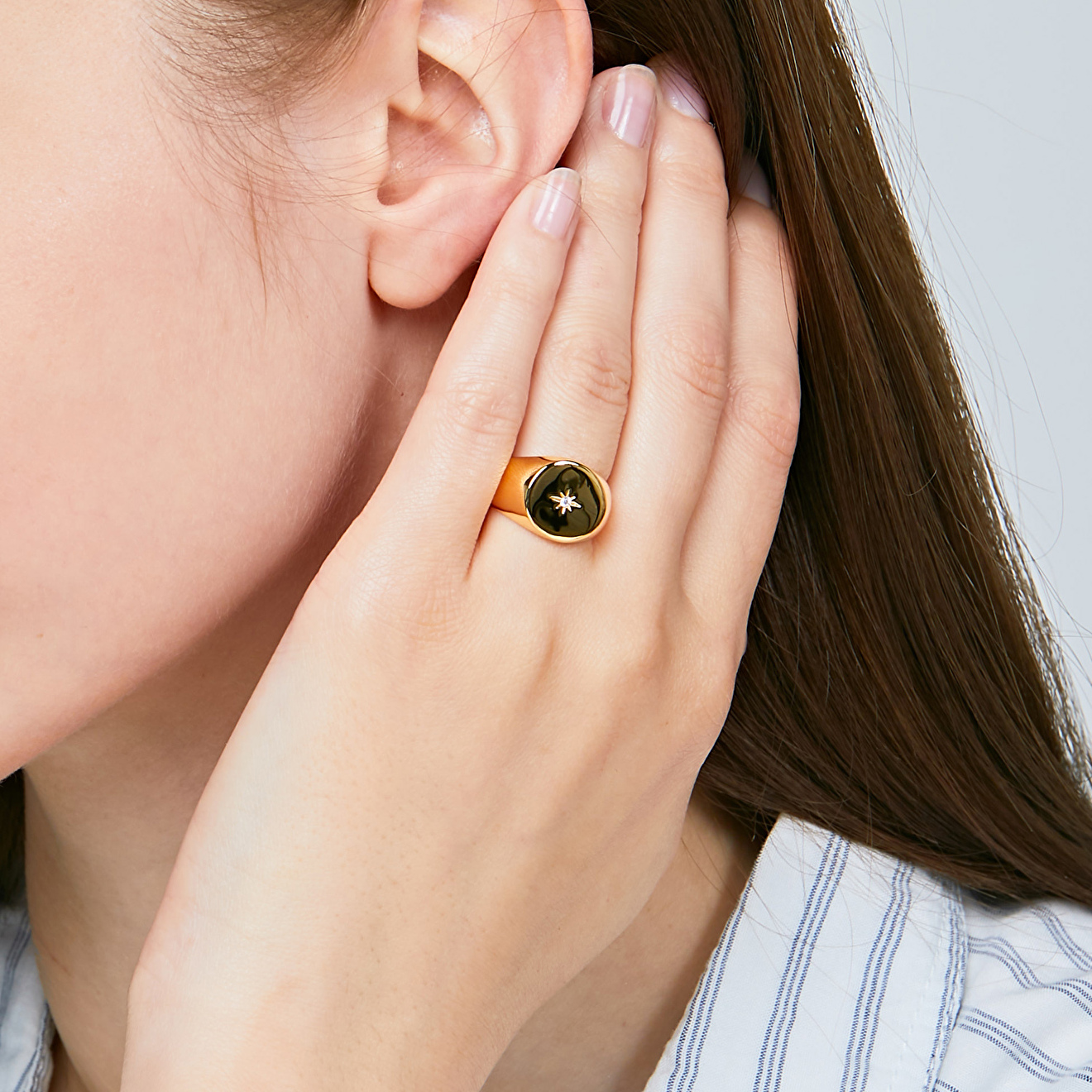 Позолоченное кольцо Starry signet ring