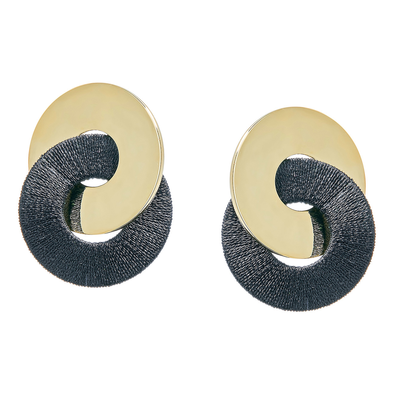 Double Black and Gold Circle Earrings