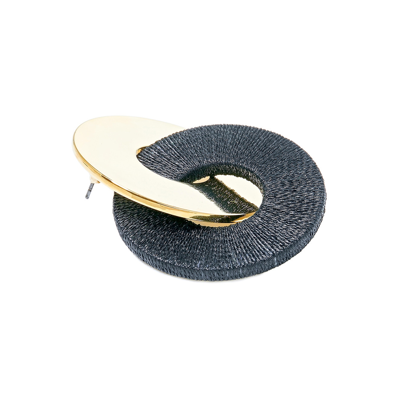 Double Black and Gold Circle Earrings