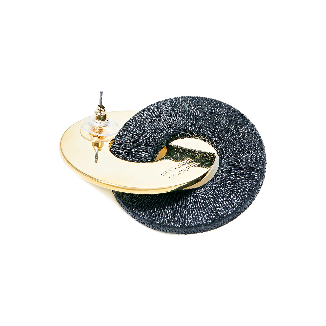 Double Black and Gold Circle Earrings