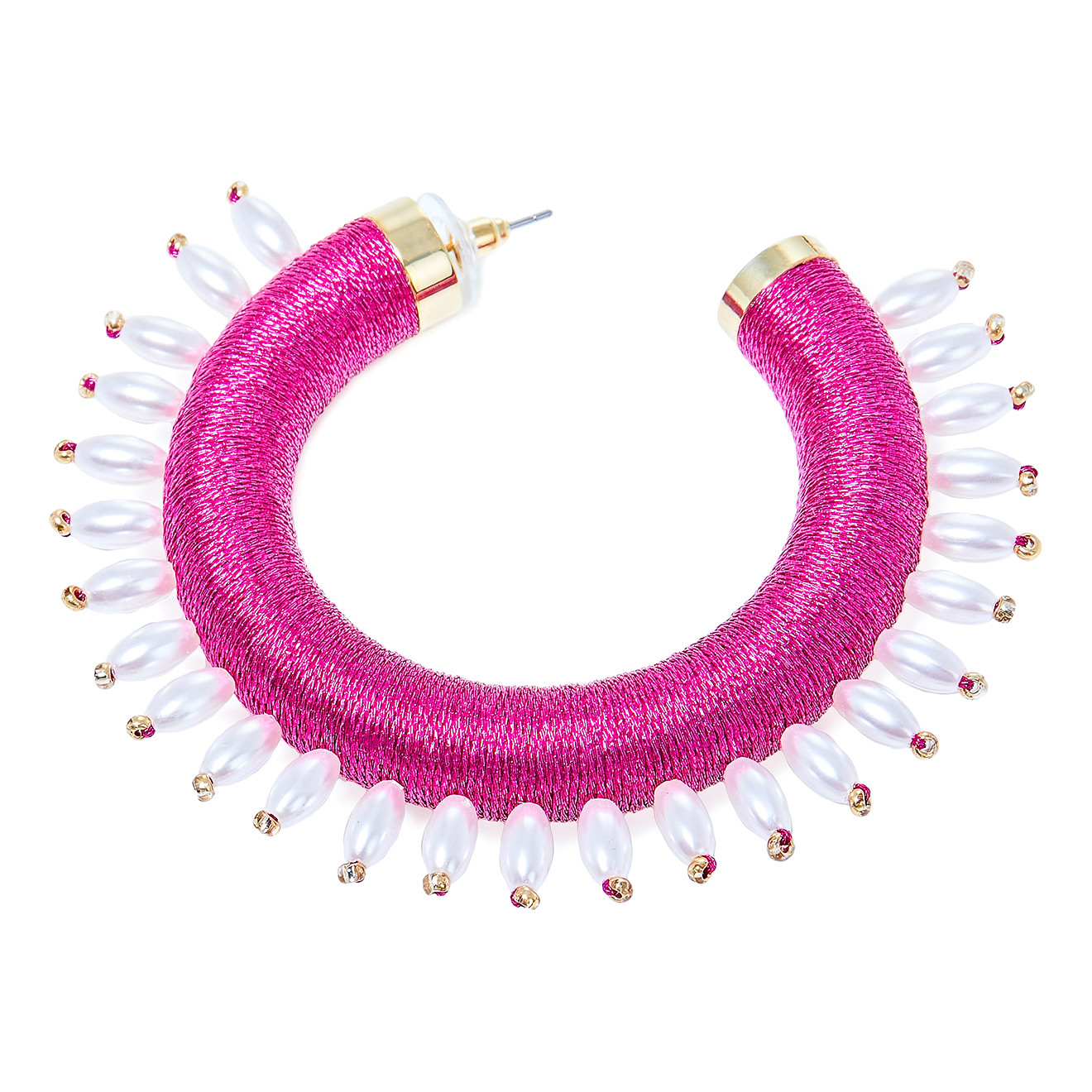 Pink half-ring earrings with spikes