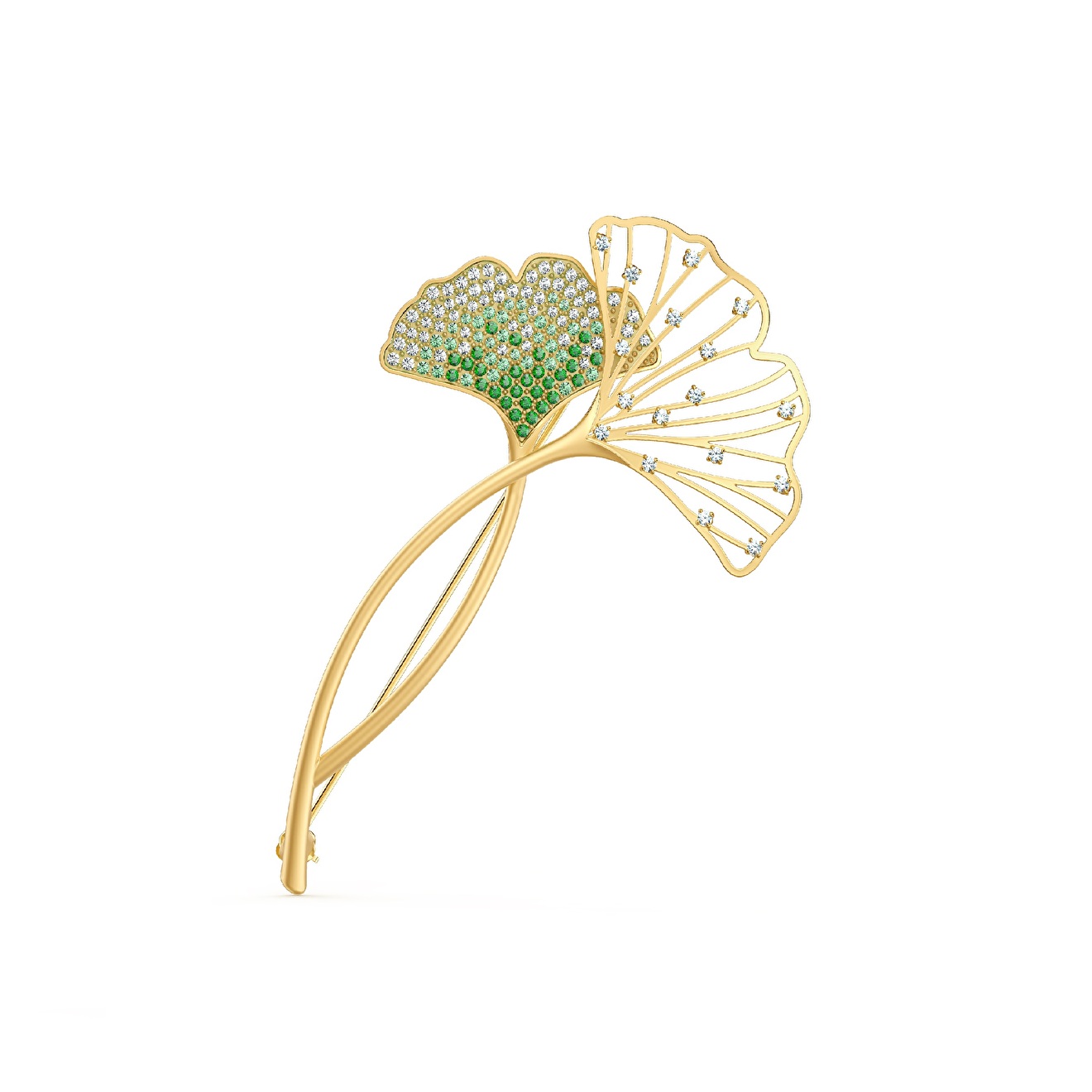 STUNNING brooch with green crystals