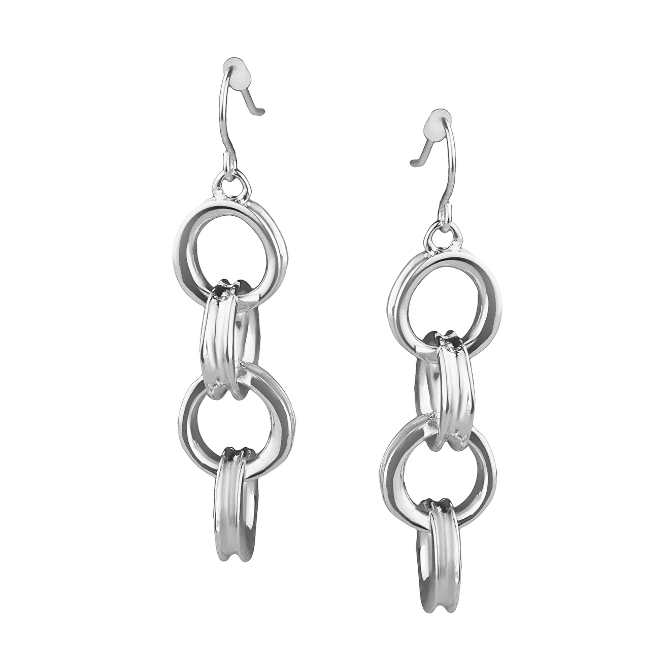 Серебристые серьги из колечек