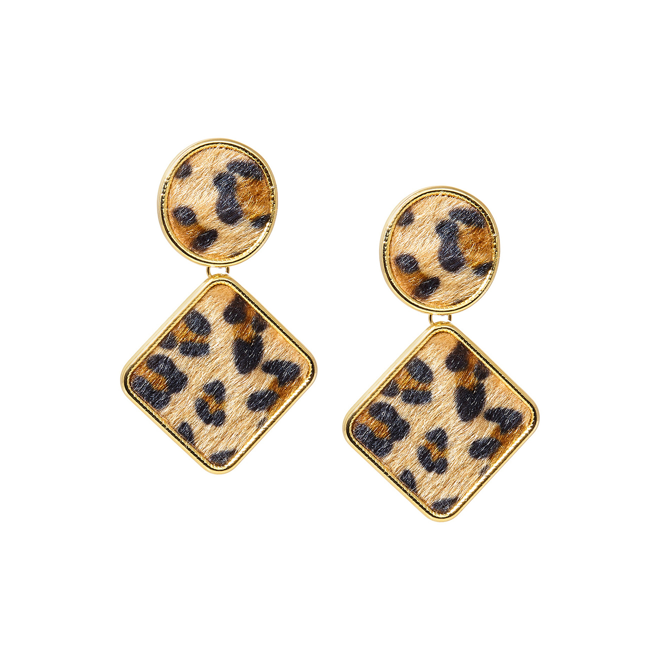 earrings with leopard inserts