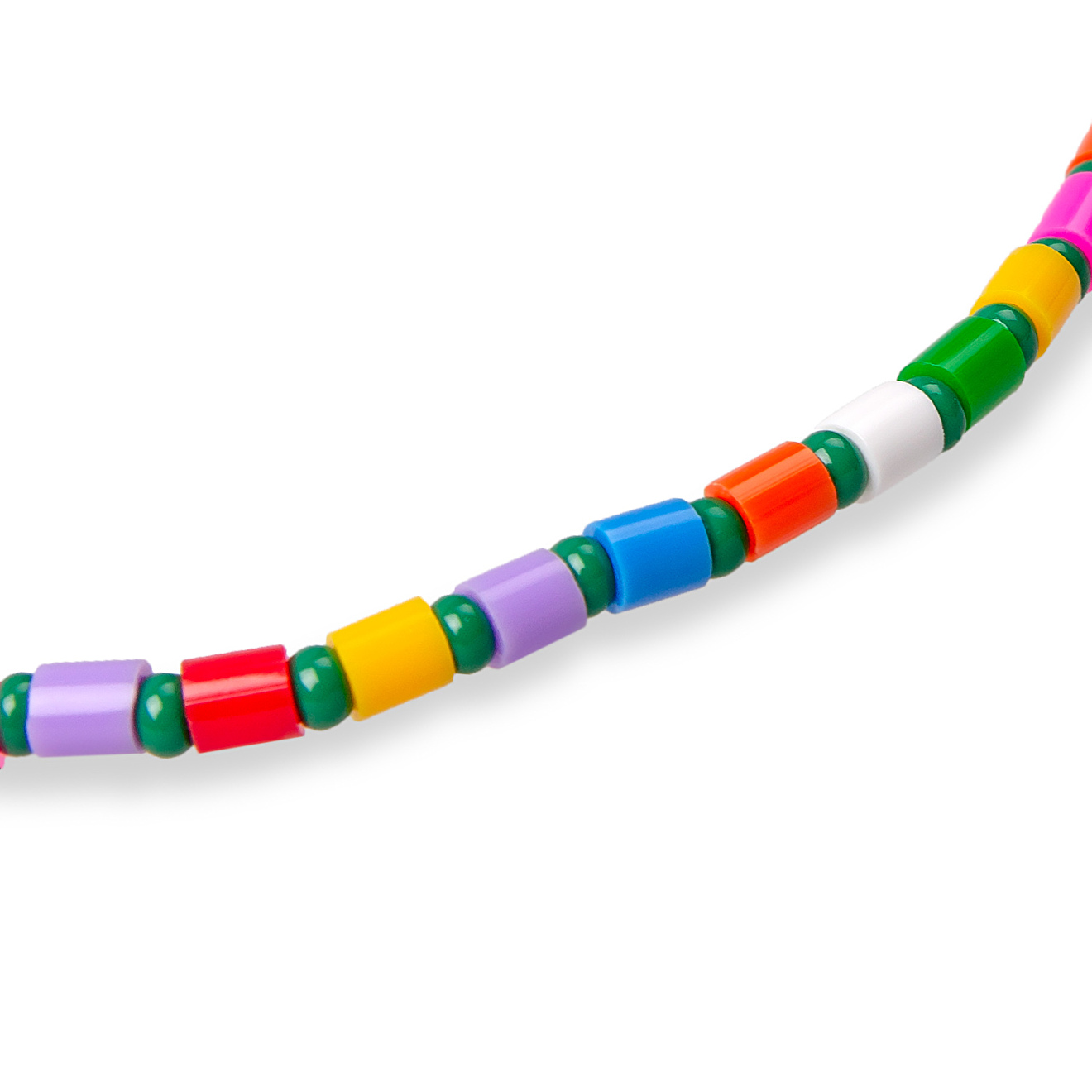 Necklace of square beads with green beads