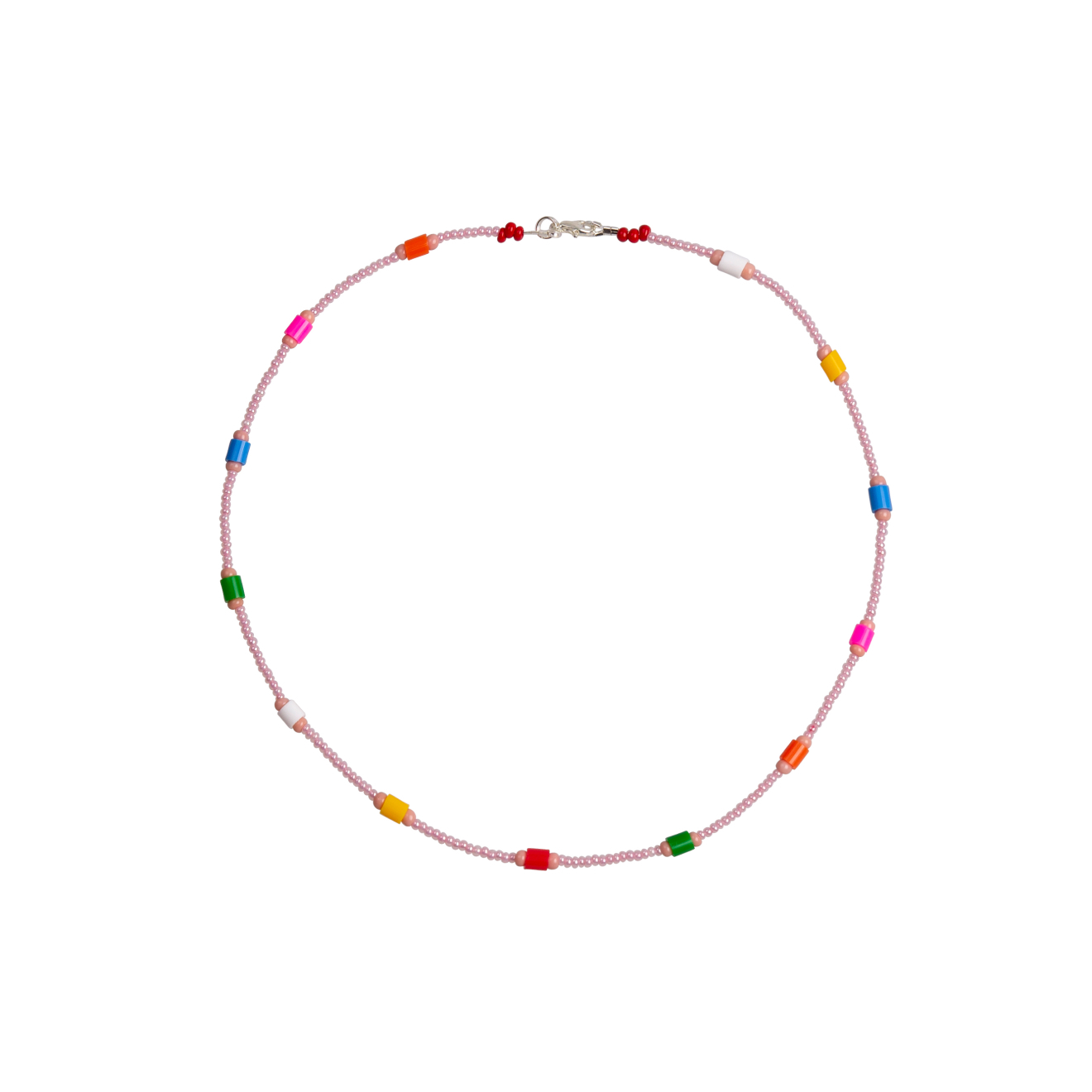 Pink necklace made of square beads