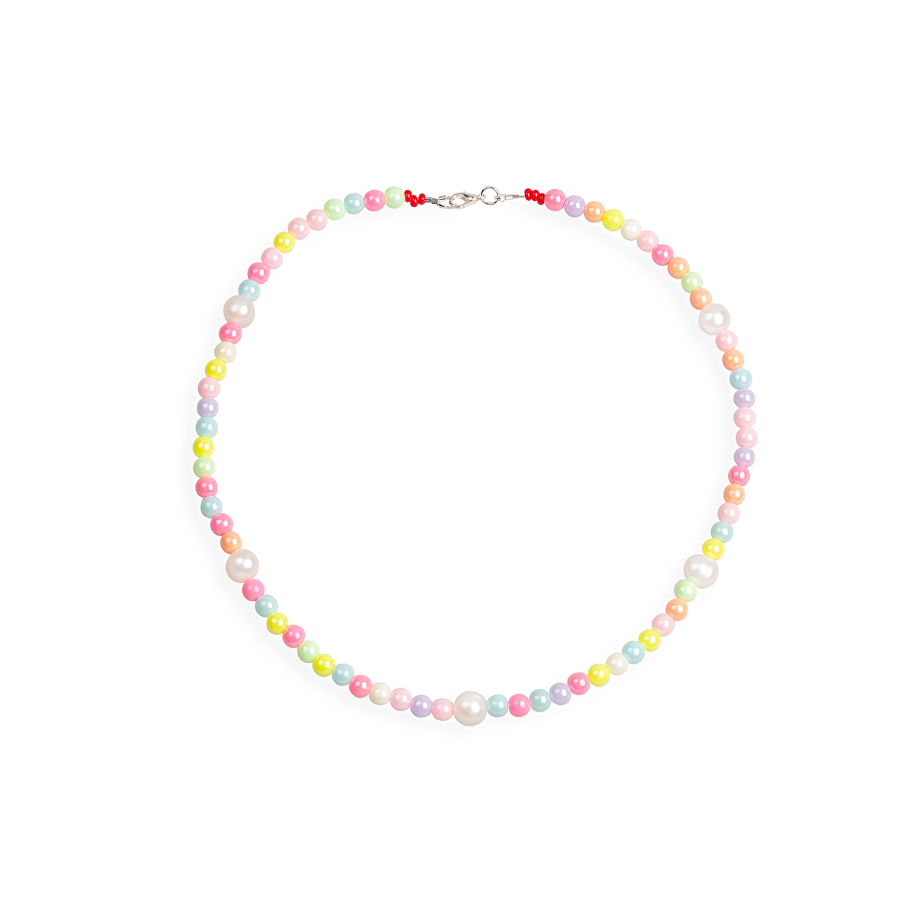 Necklace made of multicolored beads and pearls