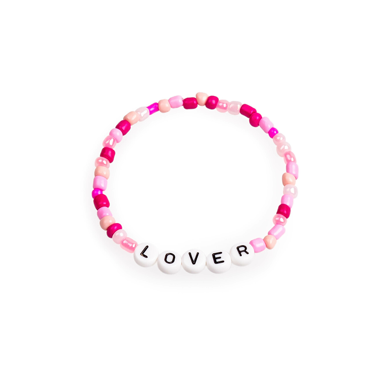 A bracelet with the word LOVER