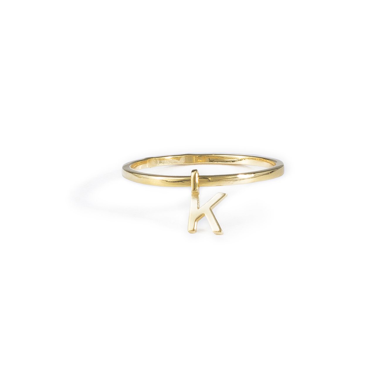ringstone позолоченное кольцо из серебра с буквой v TONDEM Позолоченное кольцо из серебра с буквой K