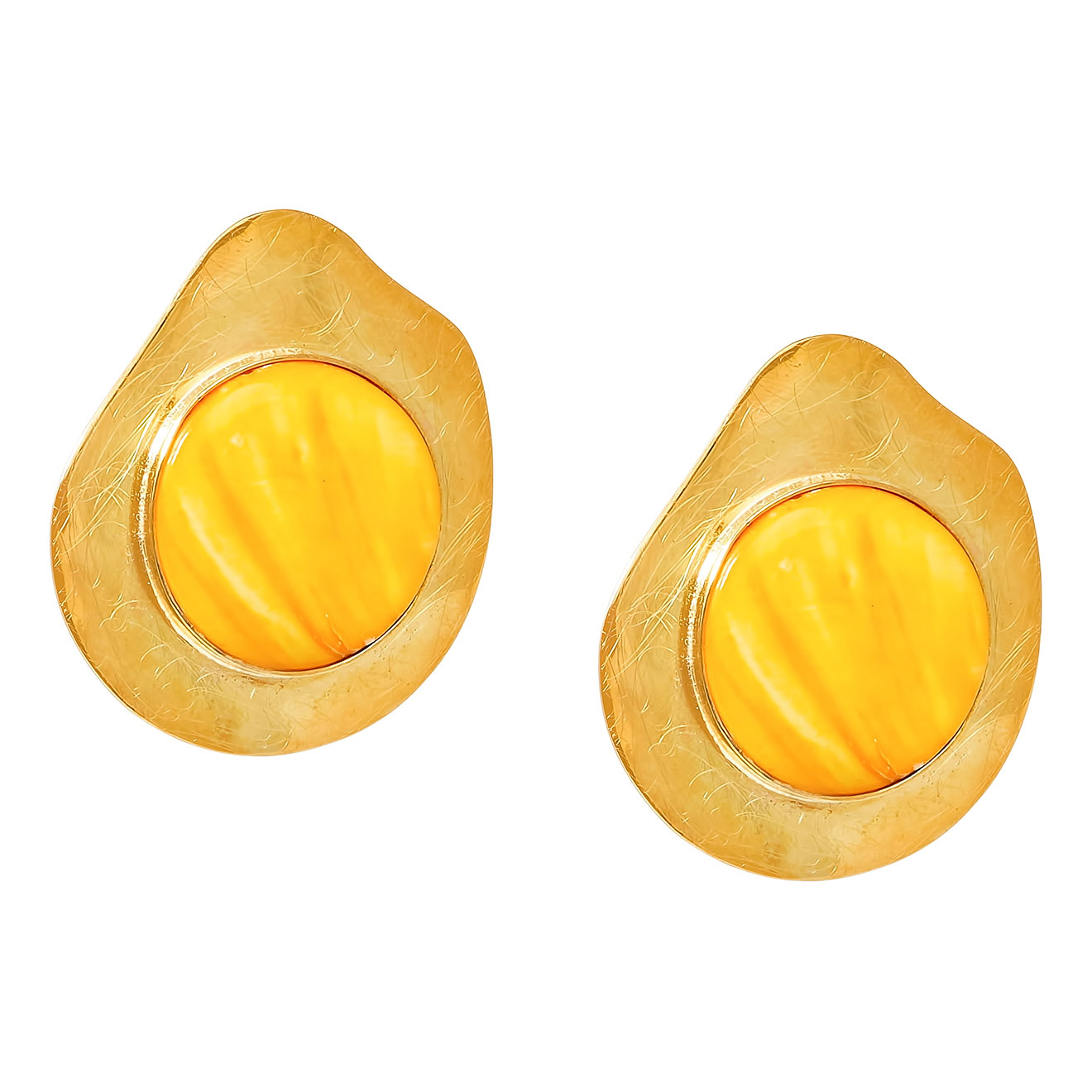 Золотистые серьги Summer Rain Drop с желтым перламутром