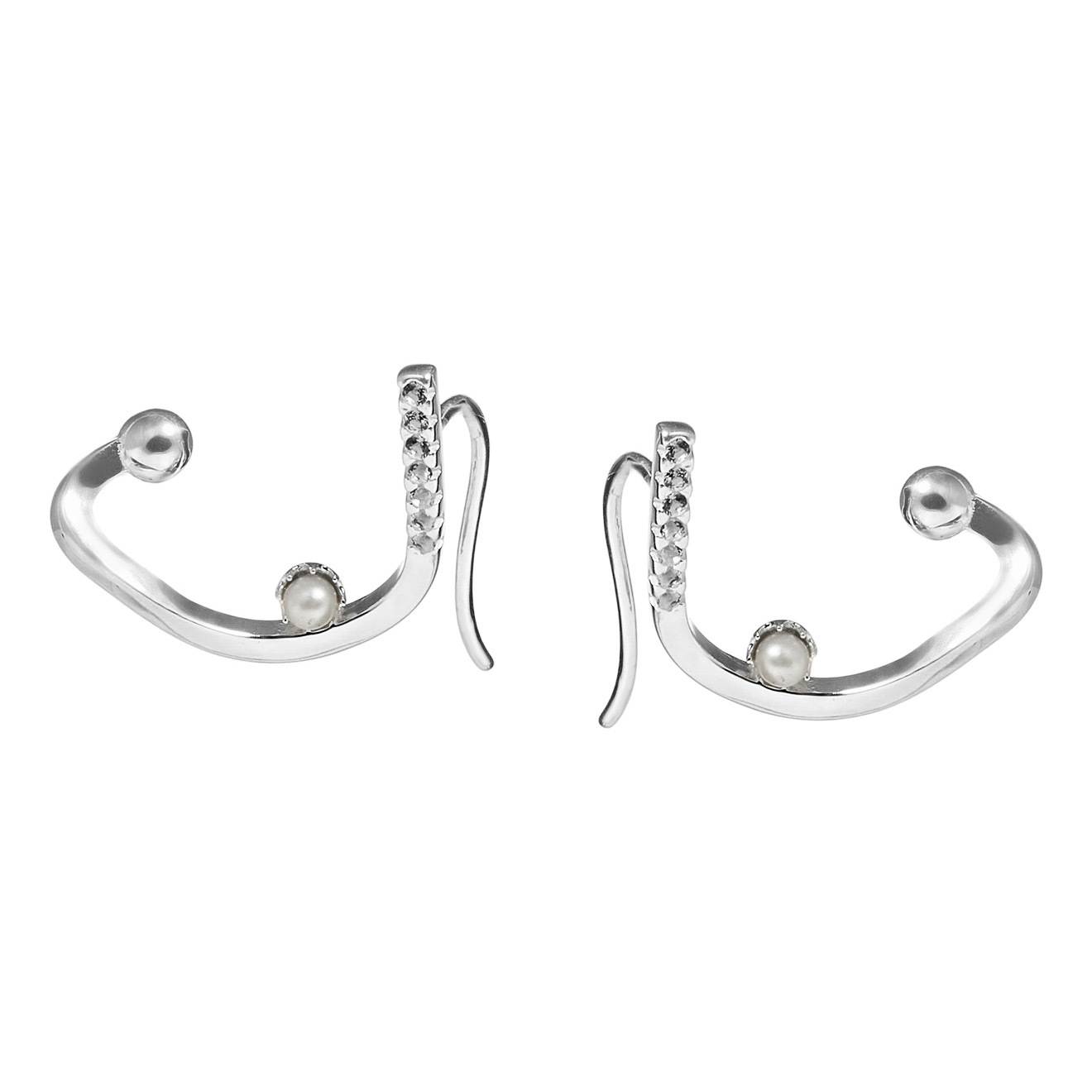Earrings made of silver with pearls and topaz