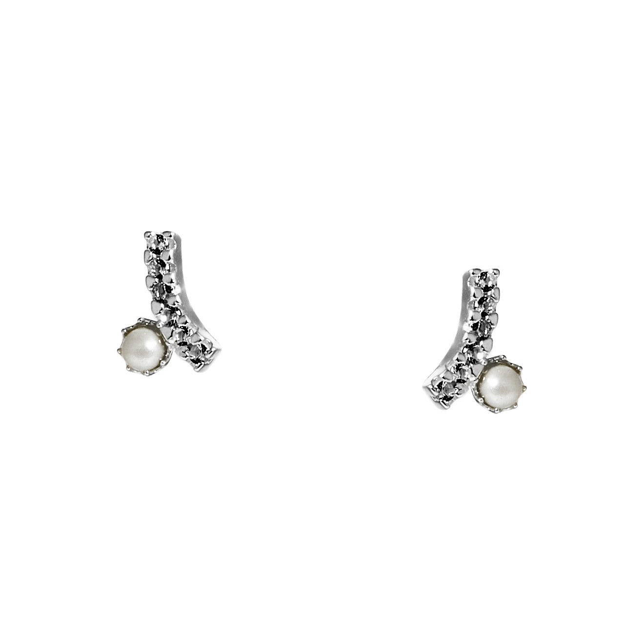 Silver poussettes with pearls and topaz