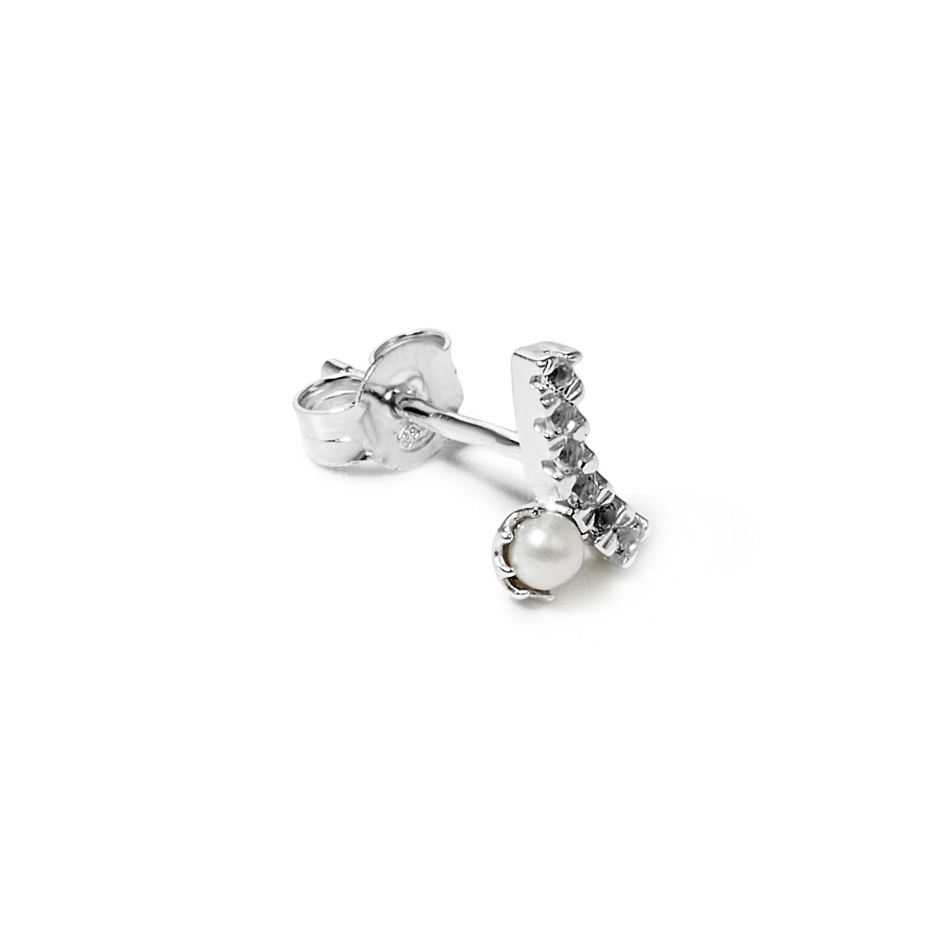 Silver poussettes with pearls and topaz
