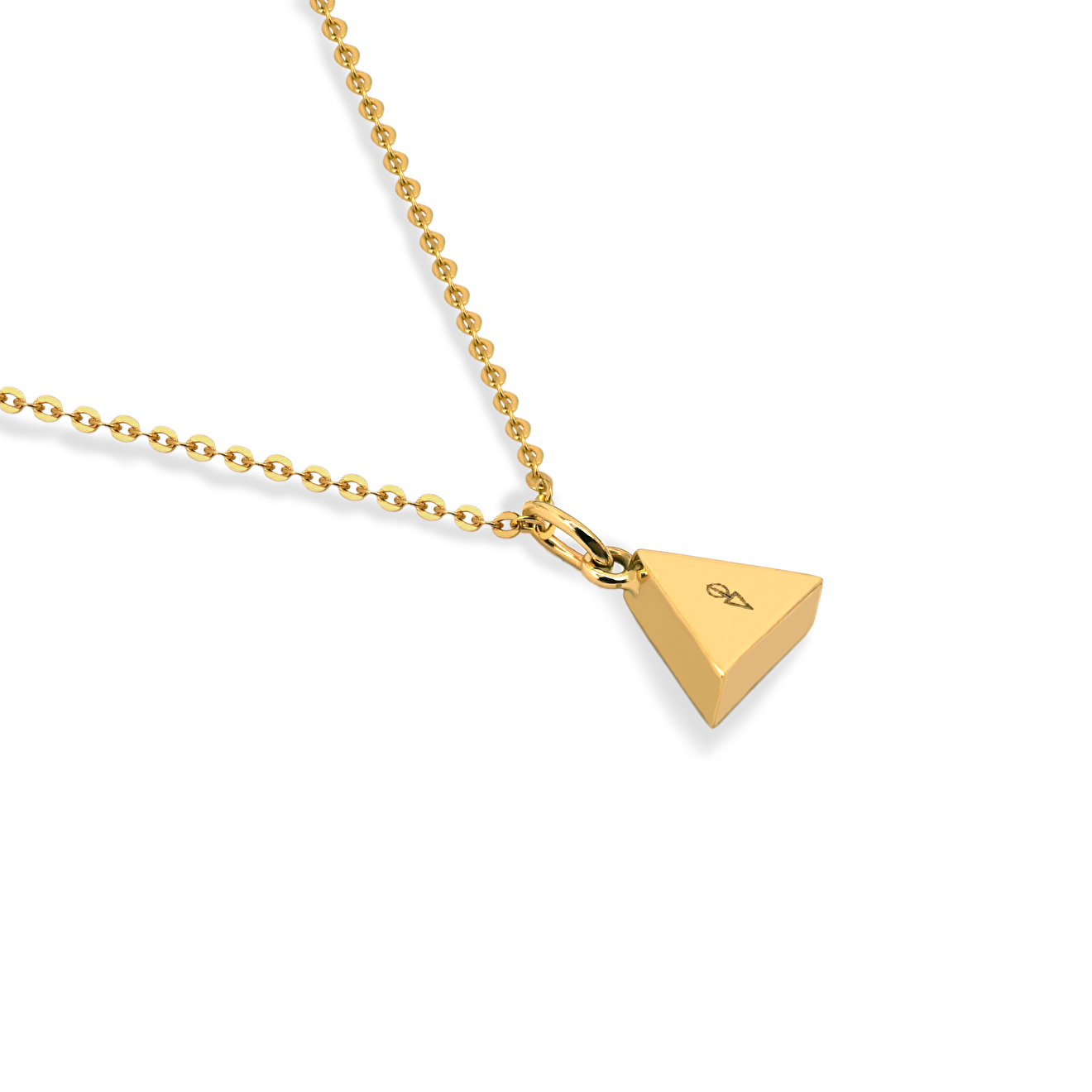 Triangle necklace made of gold with opal