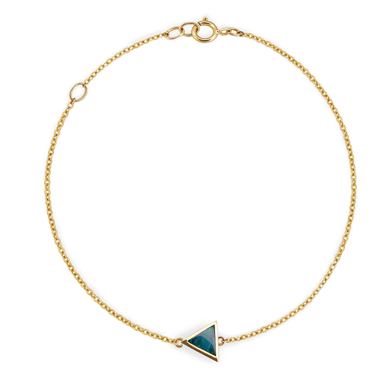 Triangle bracelet made of gold with opal