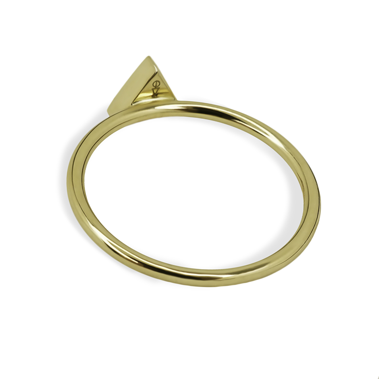 Triangle ring made of gold with opal