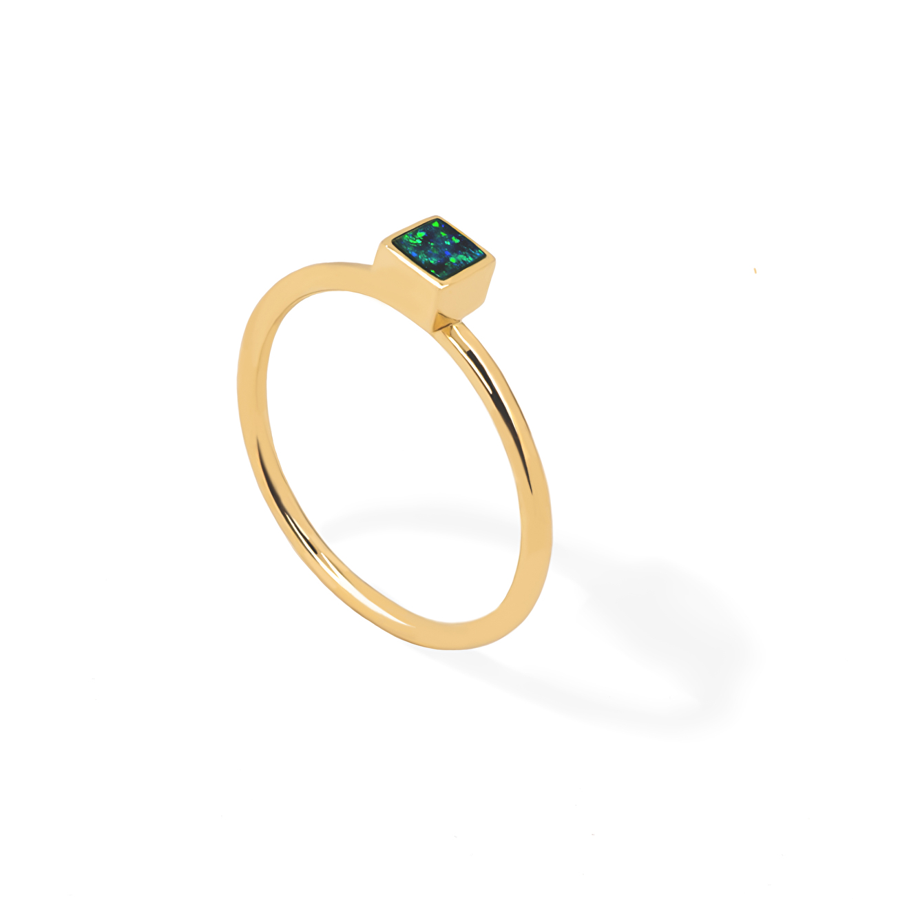 Small ring-square of gold with opal