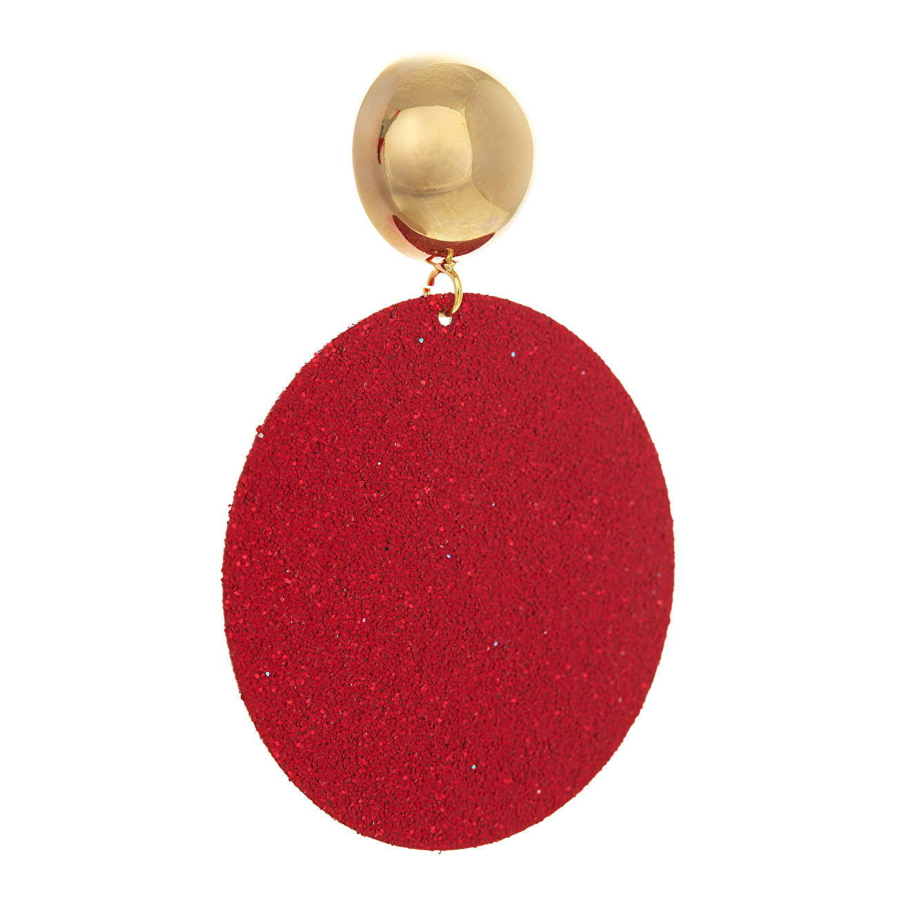 Red Shiny Disc Earrings