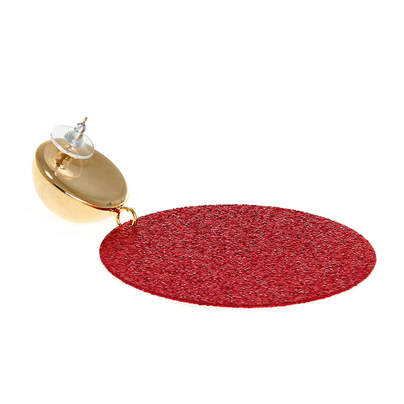 Red Shiny Disc Earrings