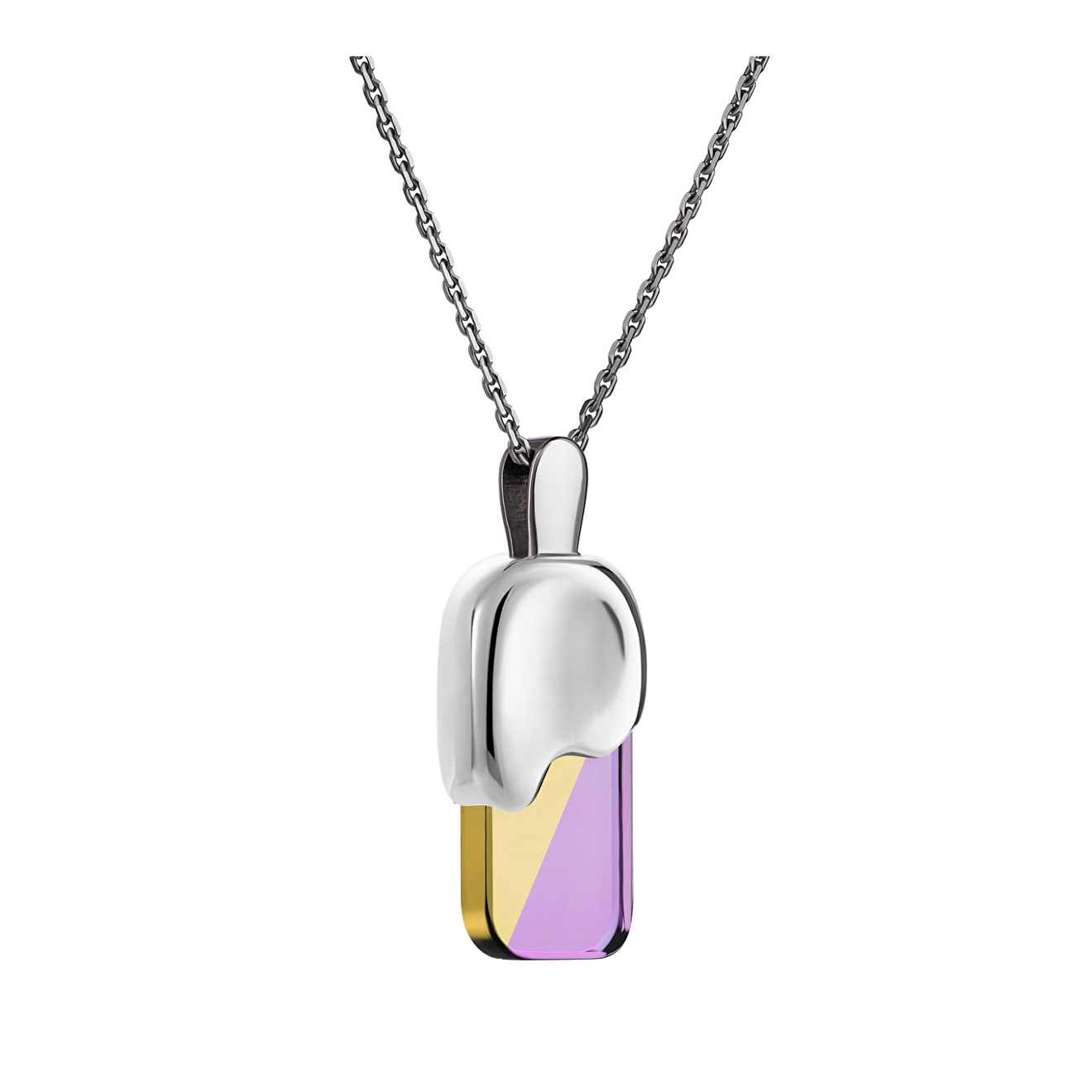 Silver pendant "Eskimo" with two-tone quartz