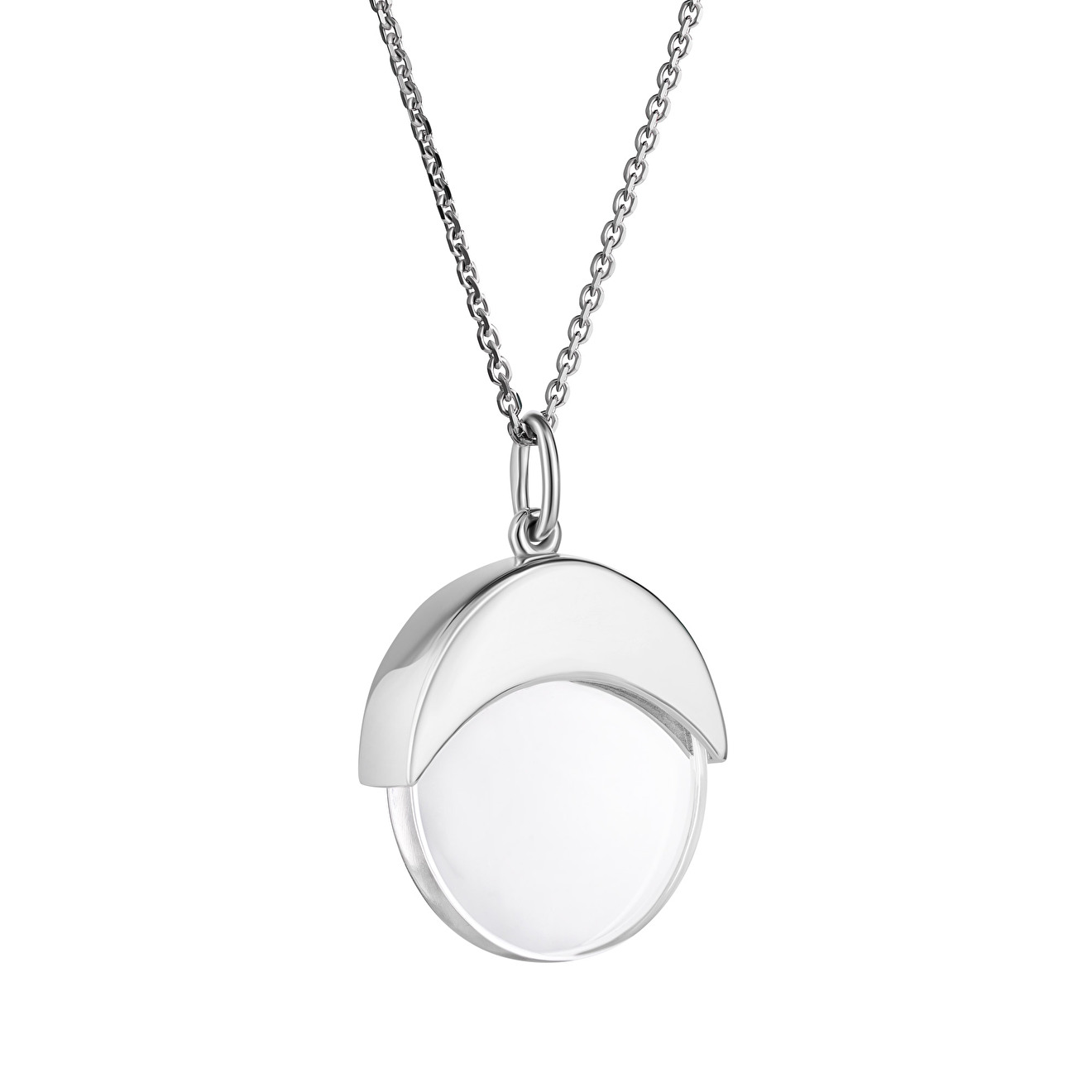 Silver pendant "Moon" with rock crystal