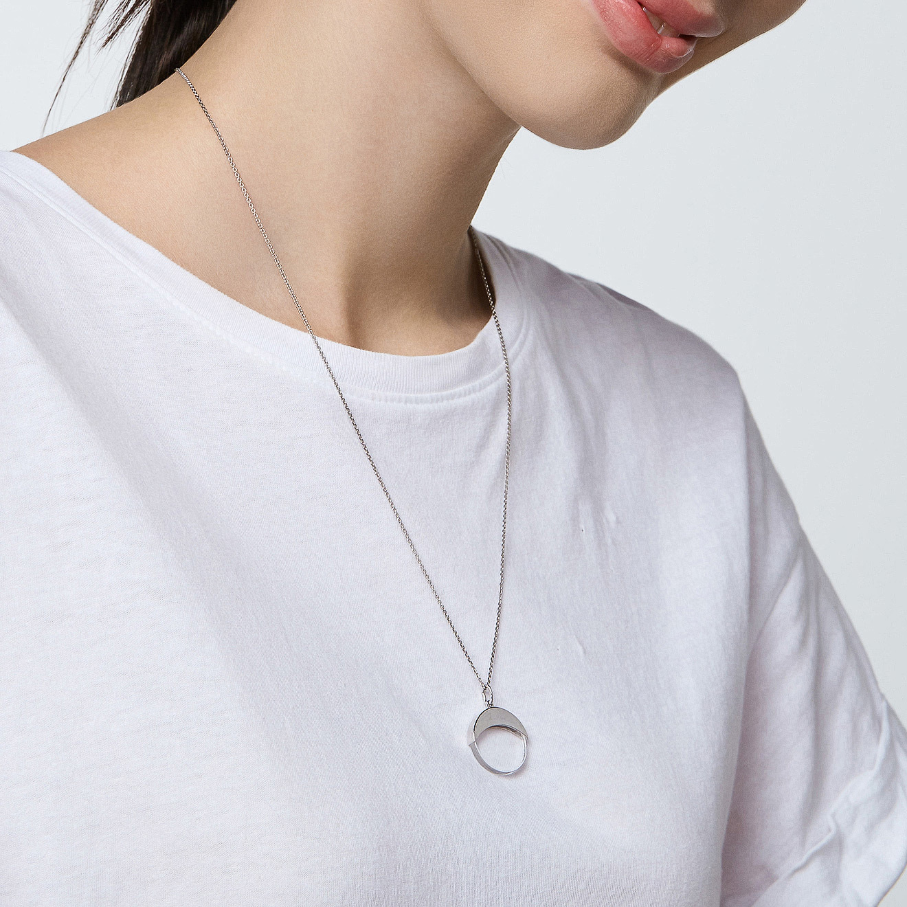 Silver pendant "Moon" with rock crystal