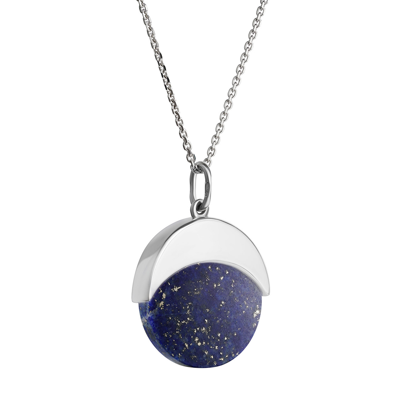 Silver pendant "Moon" with lapis lazuli