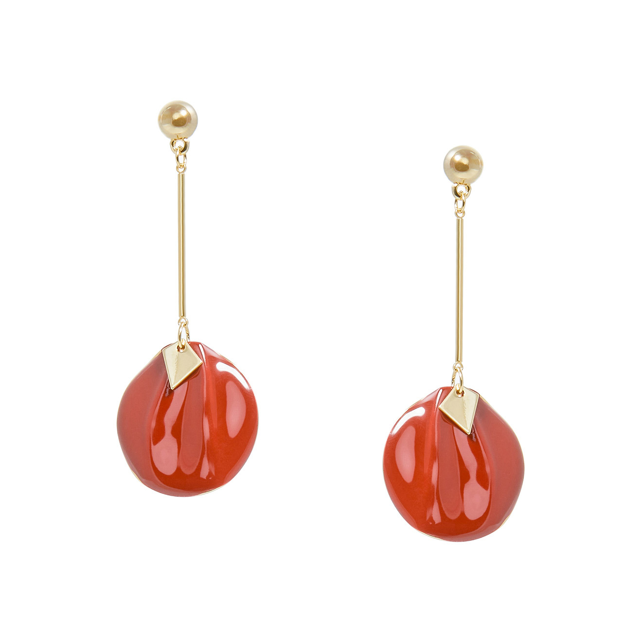 earrings with burgundy disc pendants