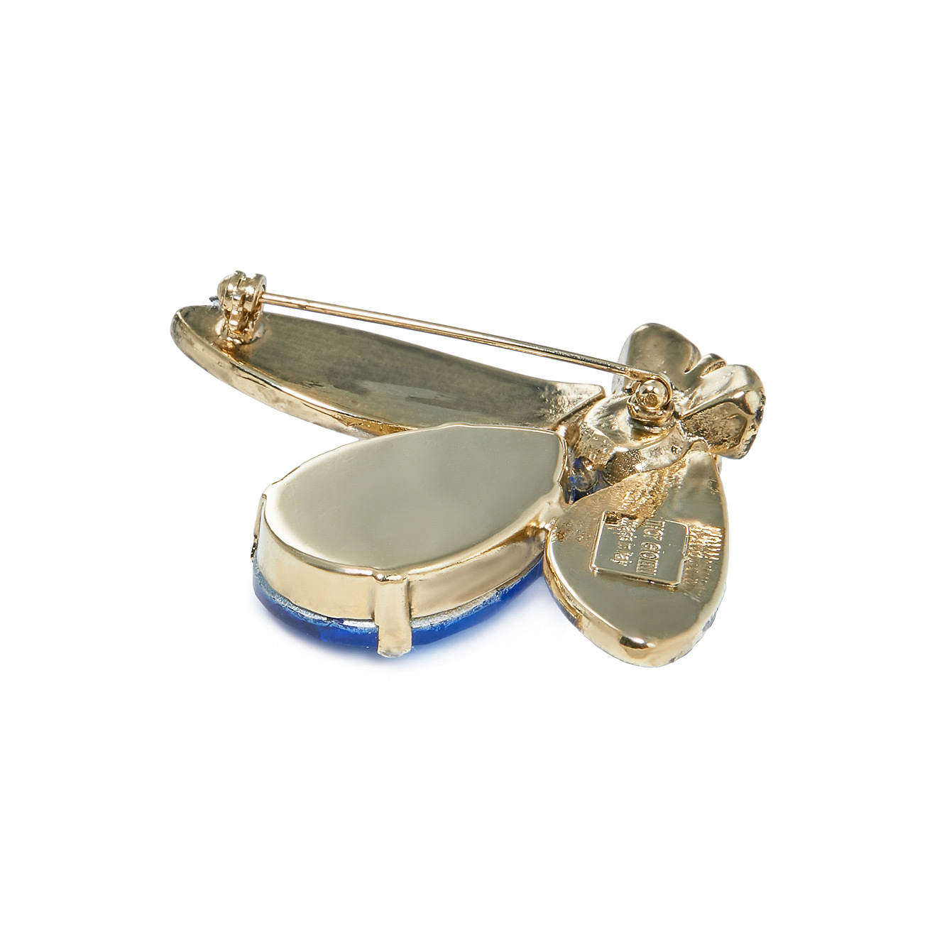 Fly brooch with blue crystals