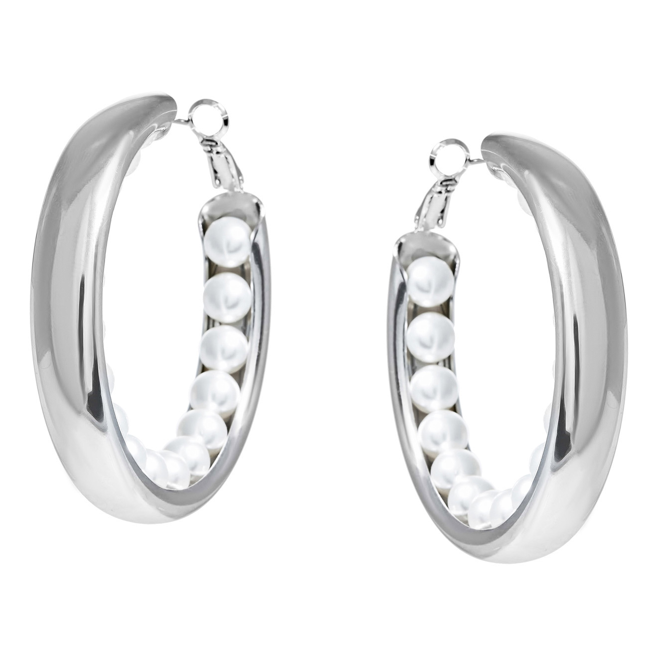 hoop earrings with pearls inside