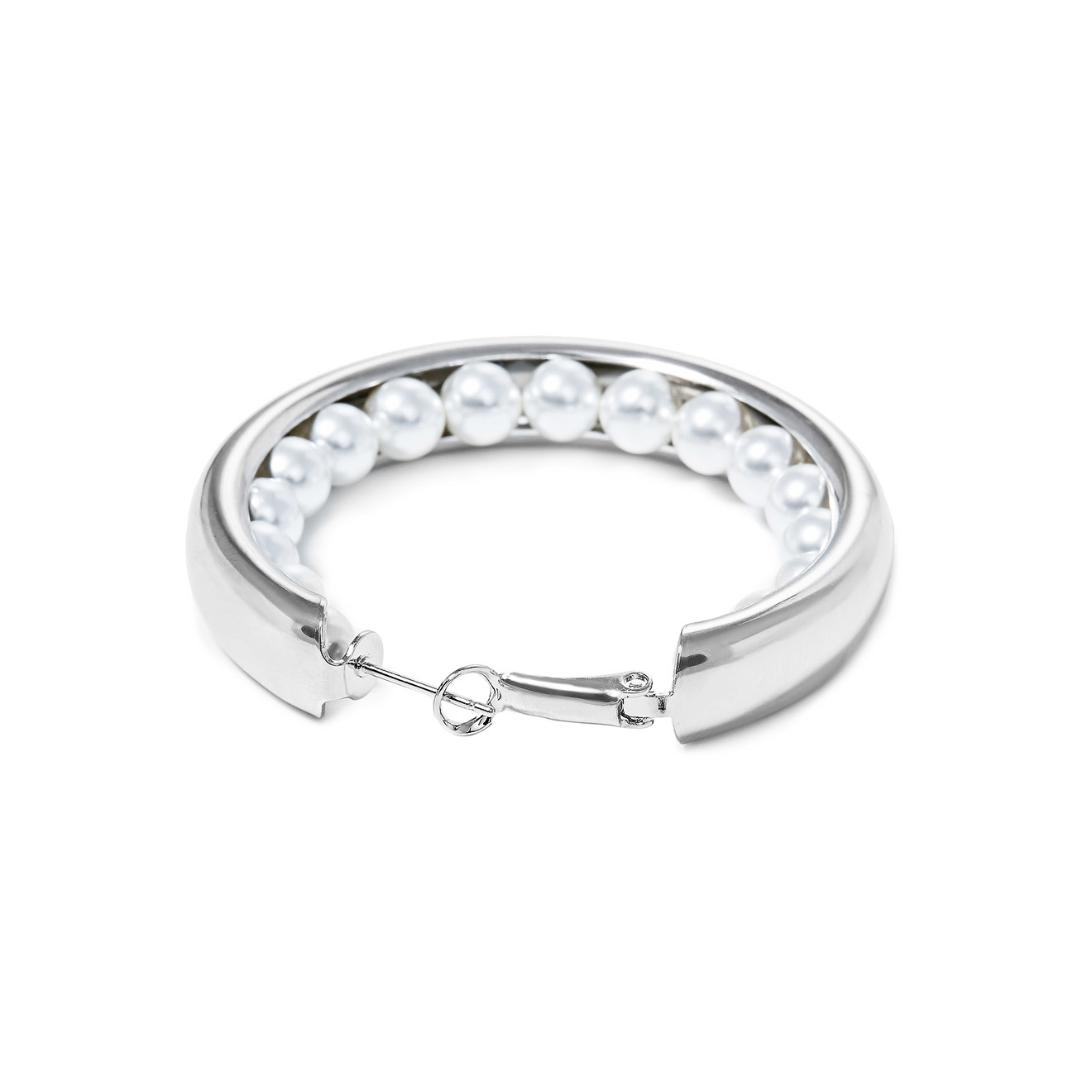 hoop earrings with pearls inside