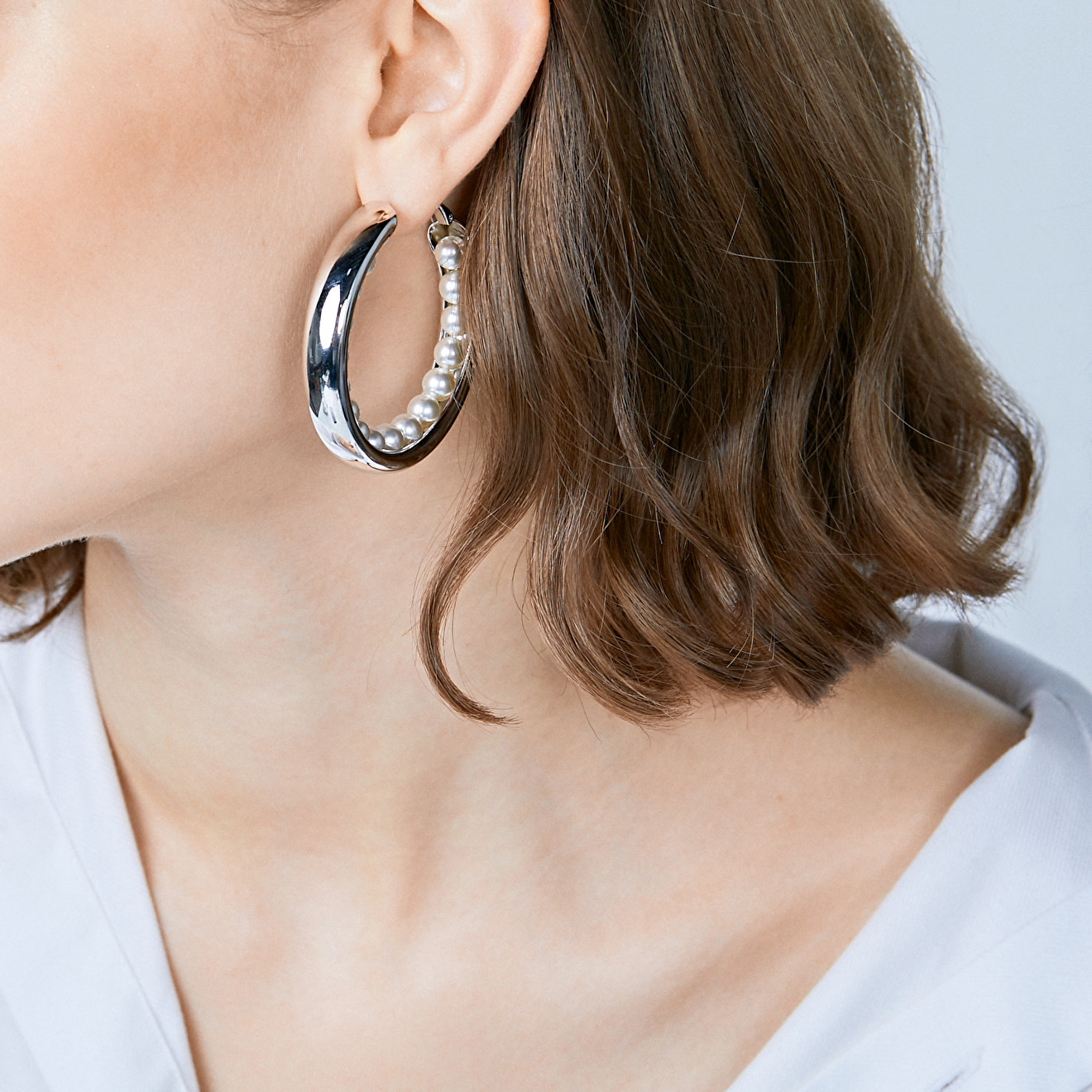 hoop earrings with pearls inside