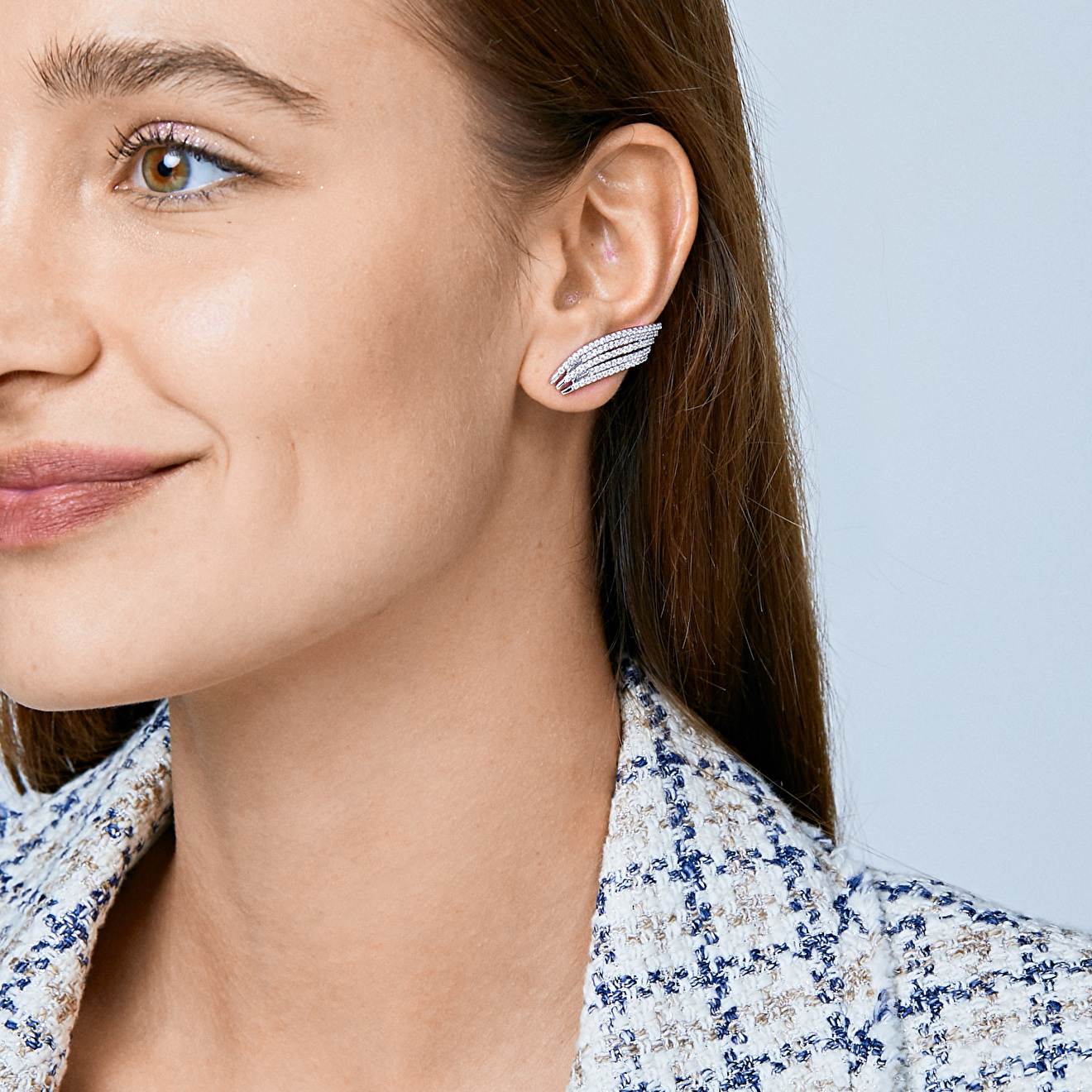 earrings with crystal tracks