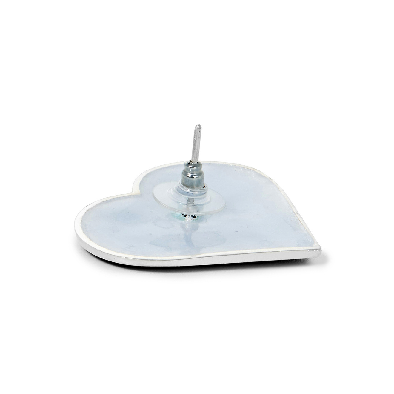 Heart earrings with blue-green enamel
