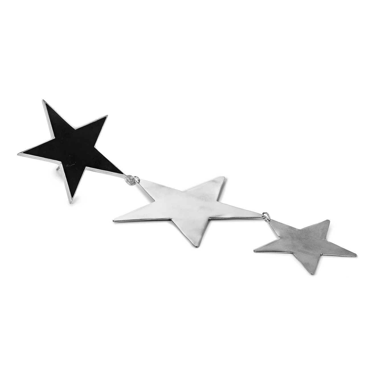 Triple Star Earrings with black enamel
