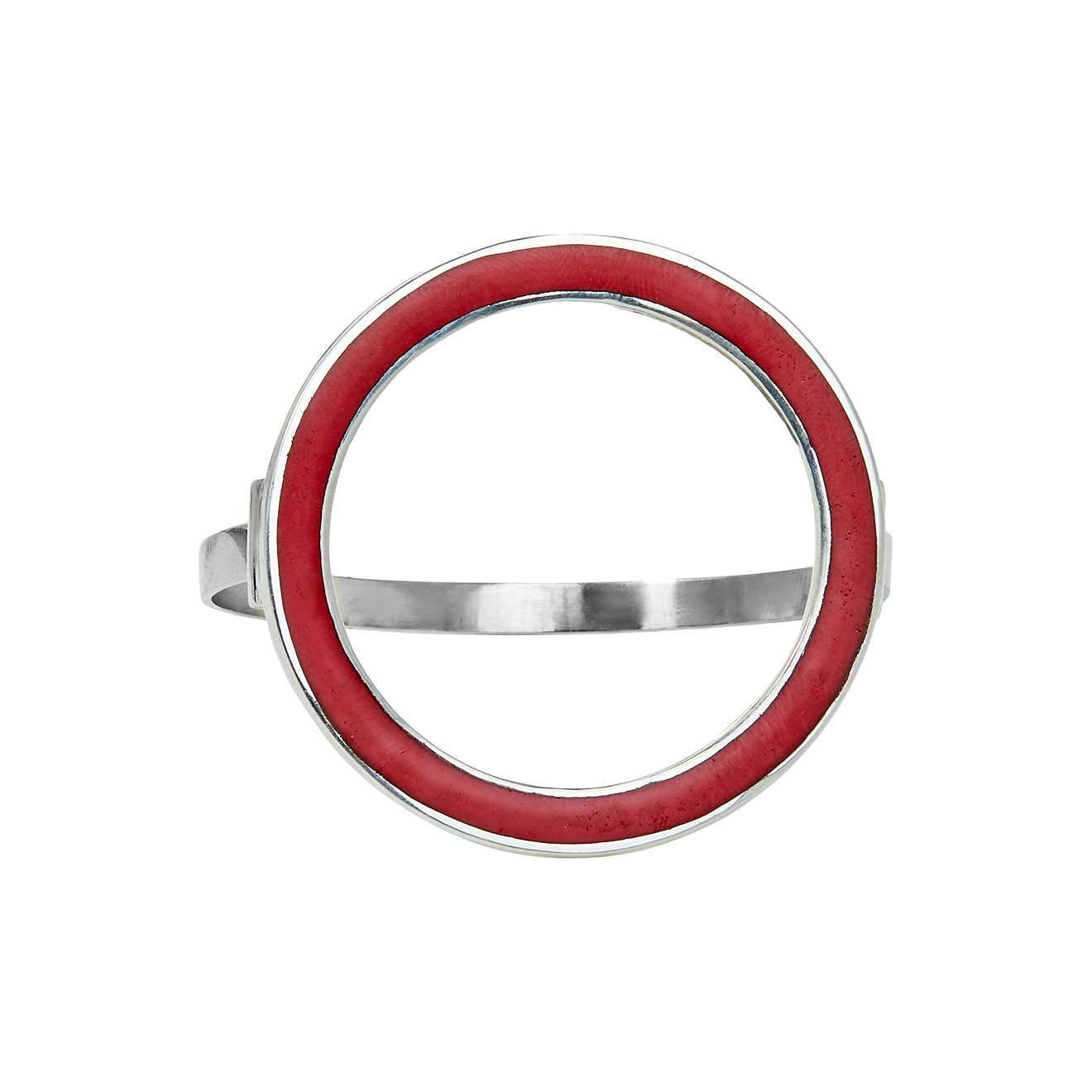 Circle bracelet with red enamel