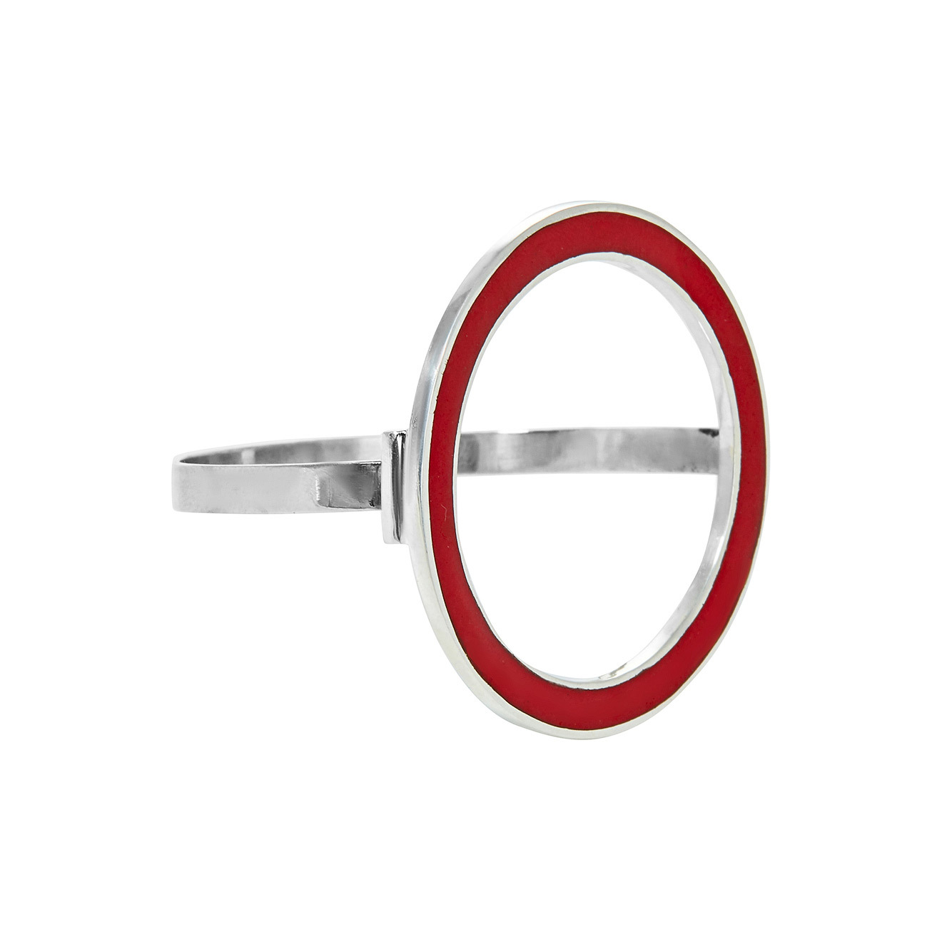 Circle bracelet with red enamel