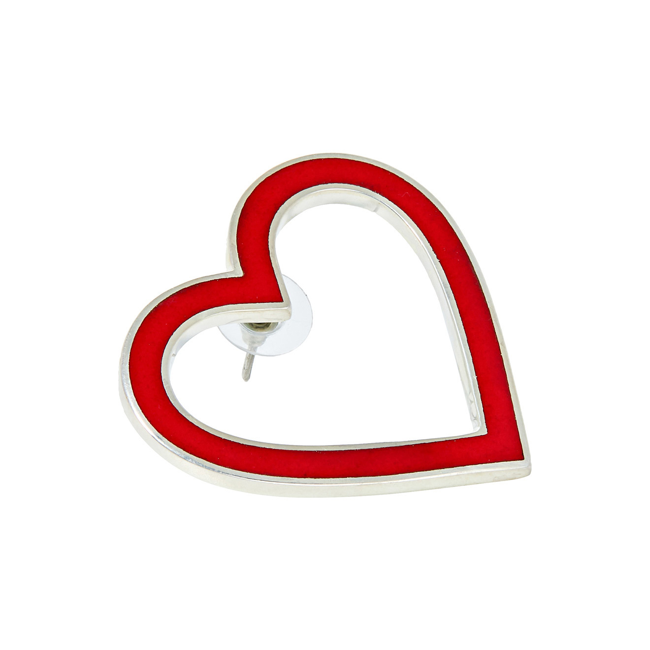 Heart earrings with red enamel