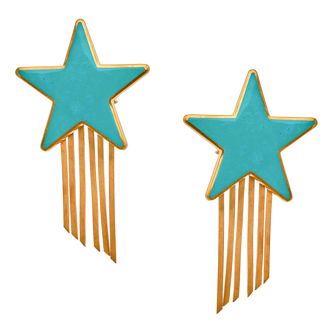 star Earrings with turquoise enamel
