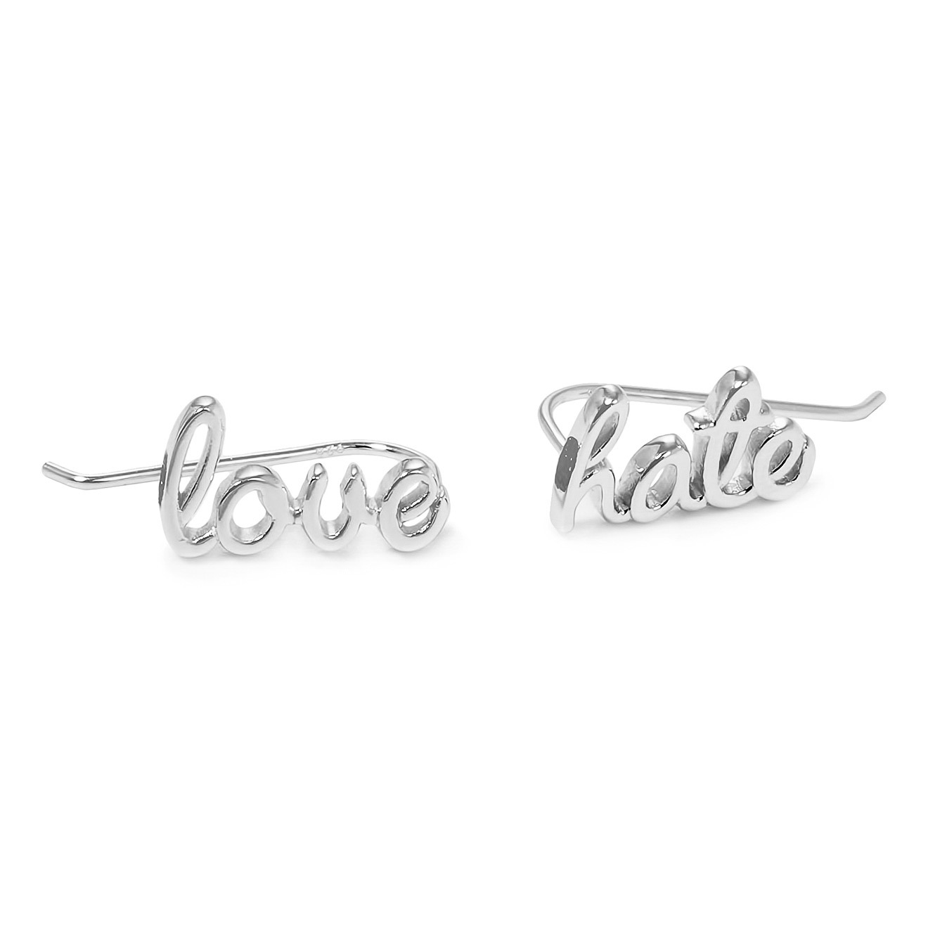 Серьги-каффы Love - hate из серебра